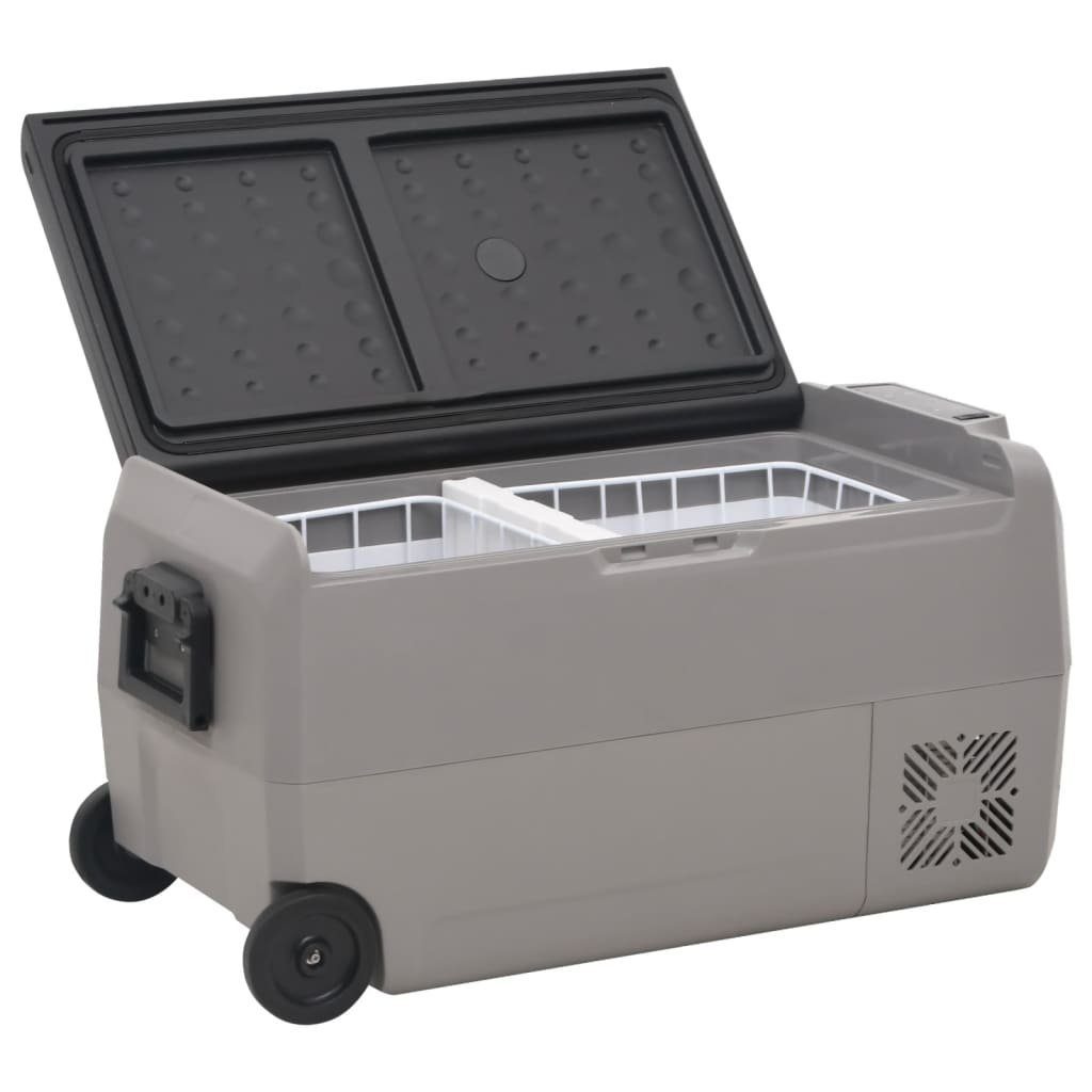 vidaXL Kühlbox Kompressor Kühlbox mit Camping und Schwarz V Grau 60 Adapter Rollen L