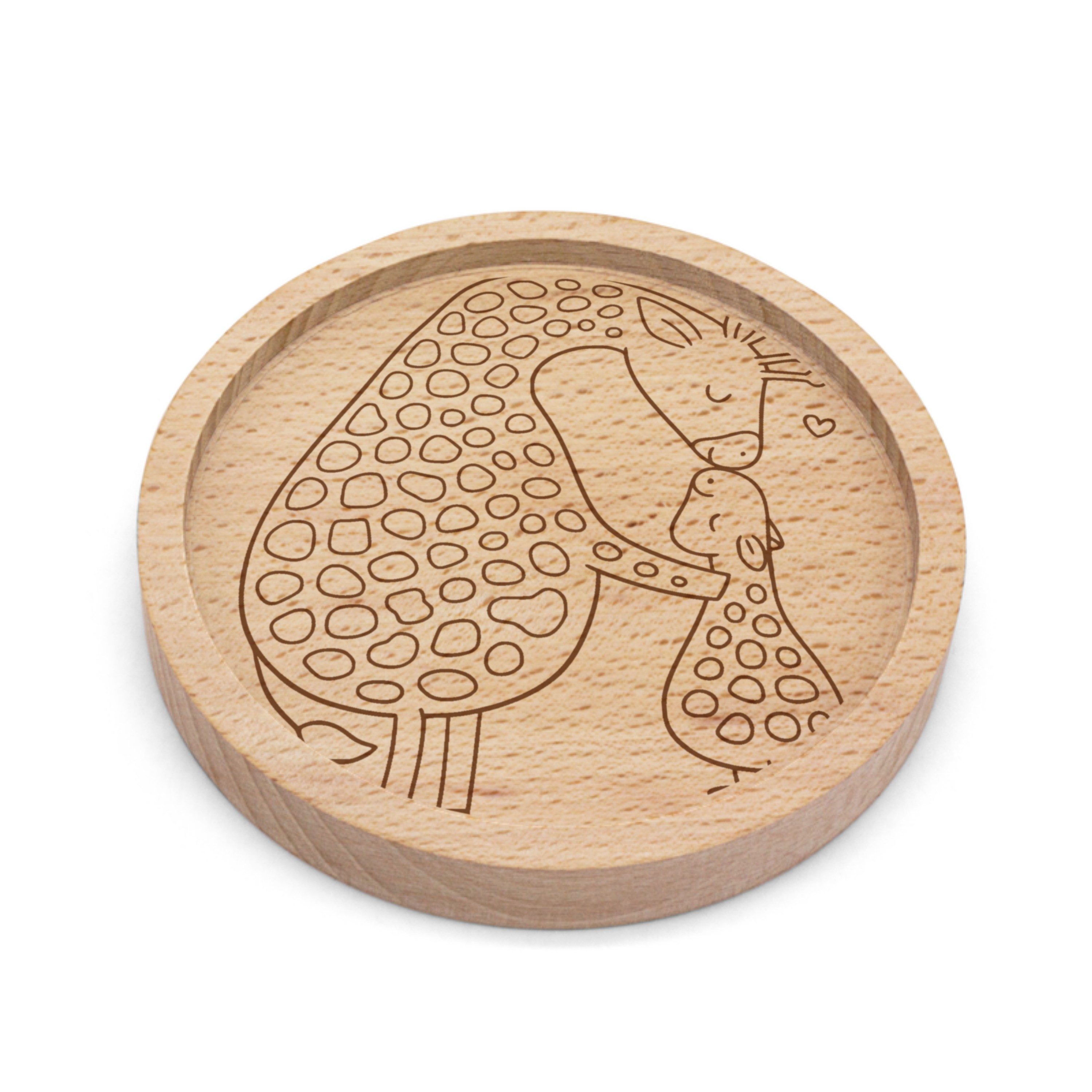 Getränkeuntersetzer Giraffe Kind, Holzuntersetzer, Transparent, Tochter, Afrika, Coaster