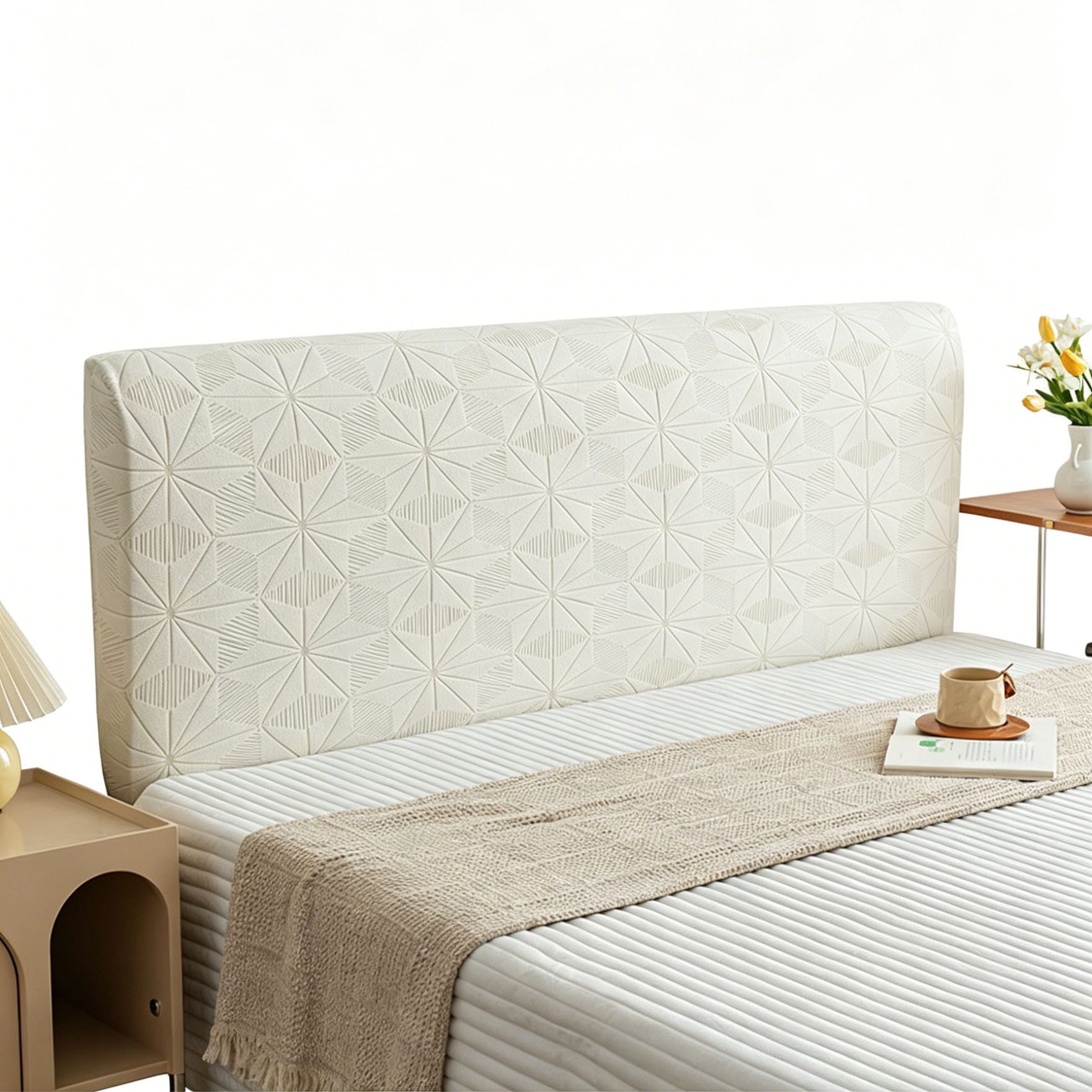 Agger Betthusse Elastische Betthusse für das Kopfteil, staubdichter Kopfteilbezug, Kopfteilbezug aus Jacquard-Samt, dekoratives Schlafzimmer-Accessoire