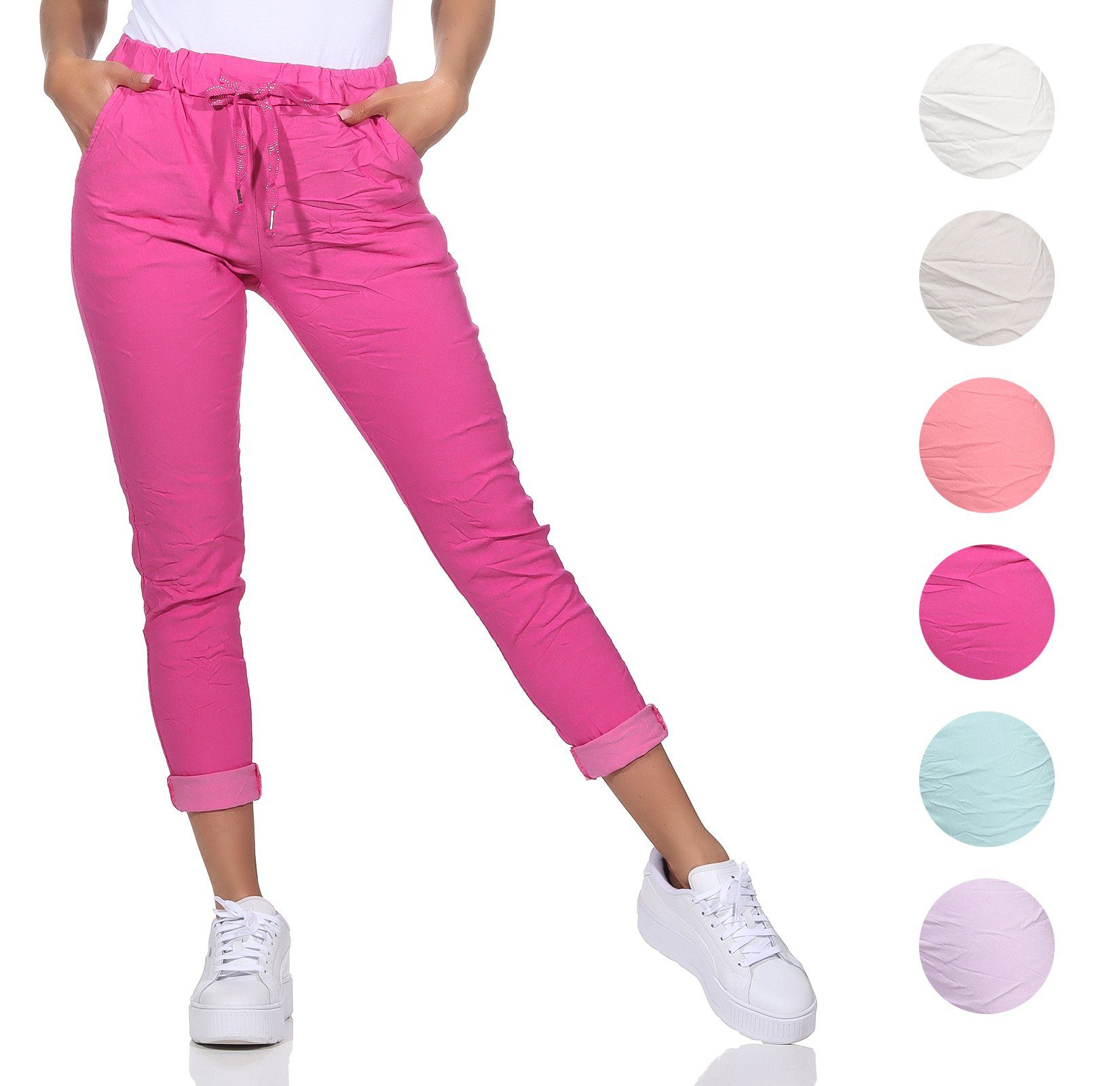 auch modischen großen Schlupfhose Aurela Körpergröße Stretch-Jeans Damen Sommerhose Sommerfarben, max. Größen in leichte Pink erhältlich, Schlupfhose Damenmode Chinohose 1,69m in