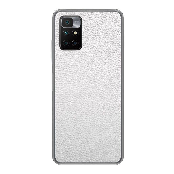MuchoWow Handyhülle Leder - Strukturiert - Leder-Optik - Weiß Phone Case Handyhülle Xiaomi Redmi 10 Silikon Schutzhülle