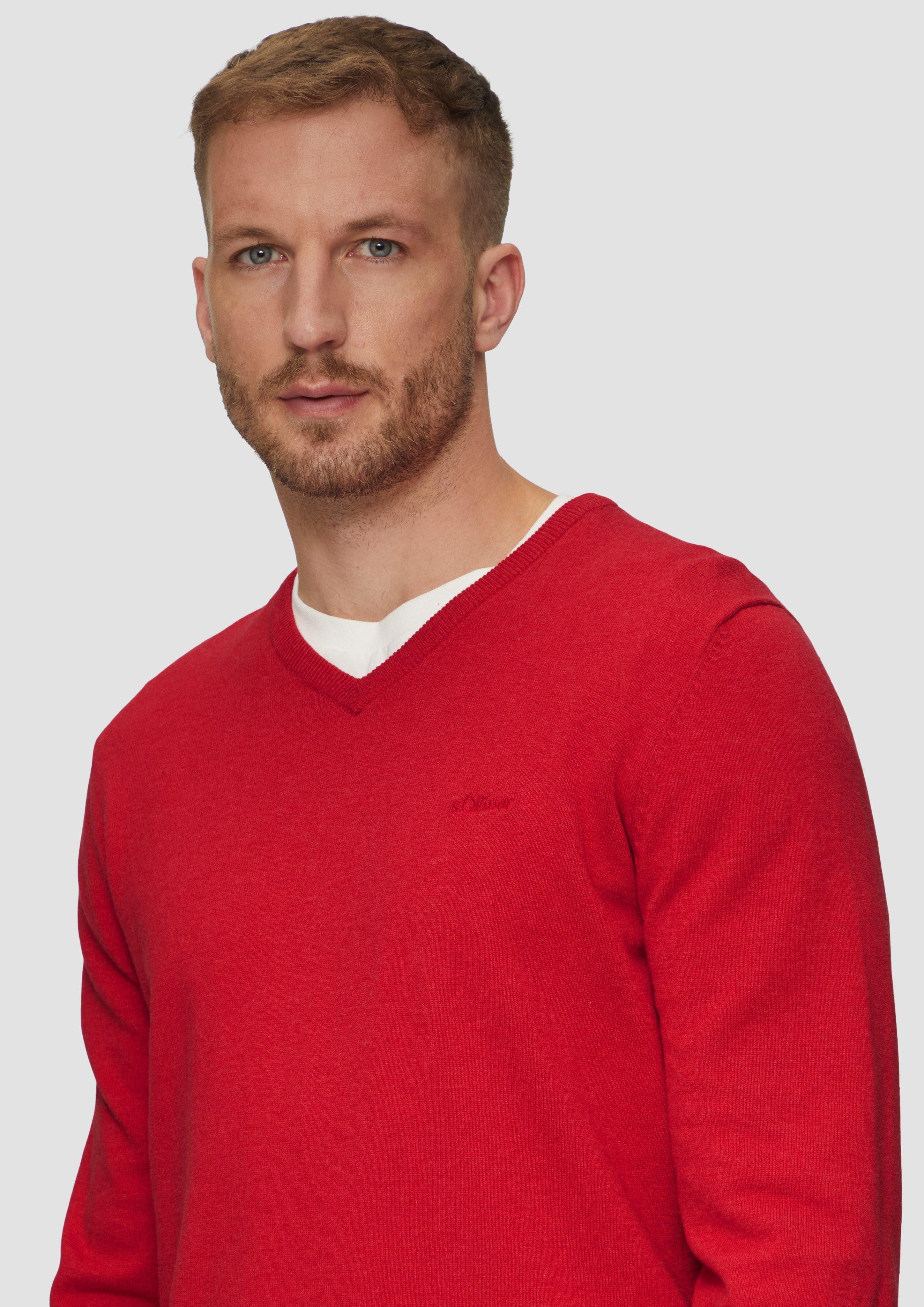s.Oliver Strickpullover Strickpullover mit Logo-Stickerei Logo günstig online kaufen