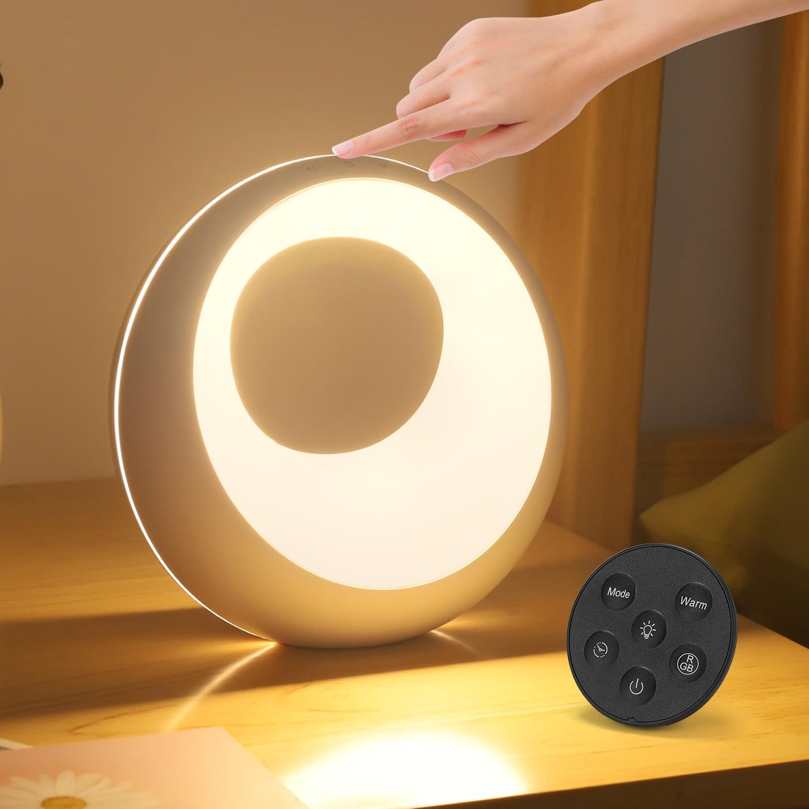 Nachttischlampe Touch Dimmbar LED Tischlampe Atmosphärenlampe mit Fernbedienung