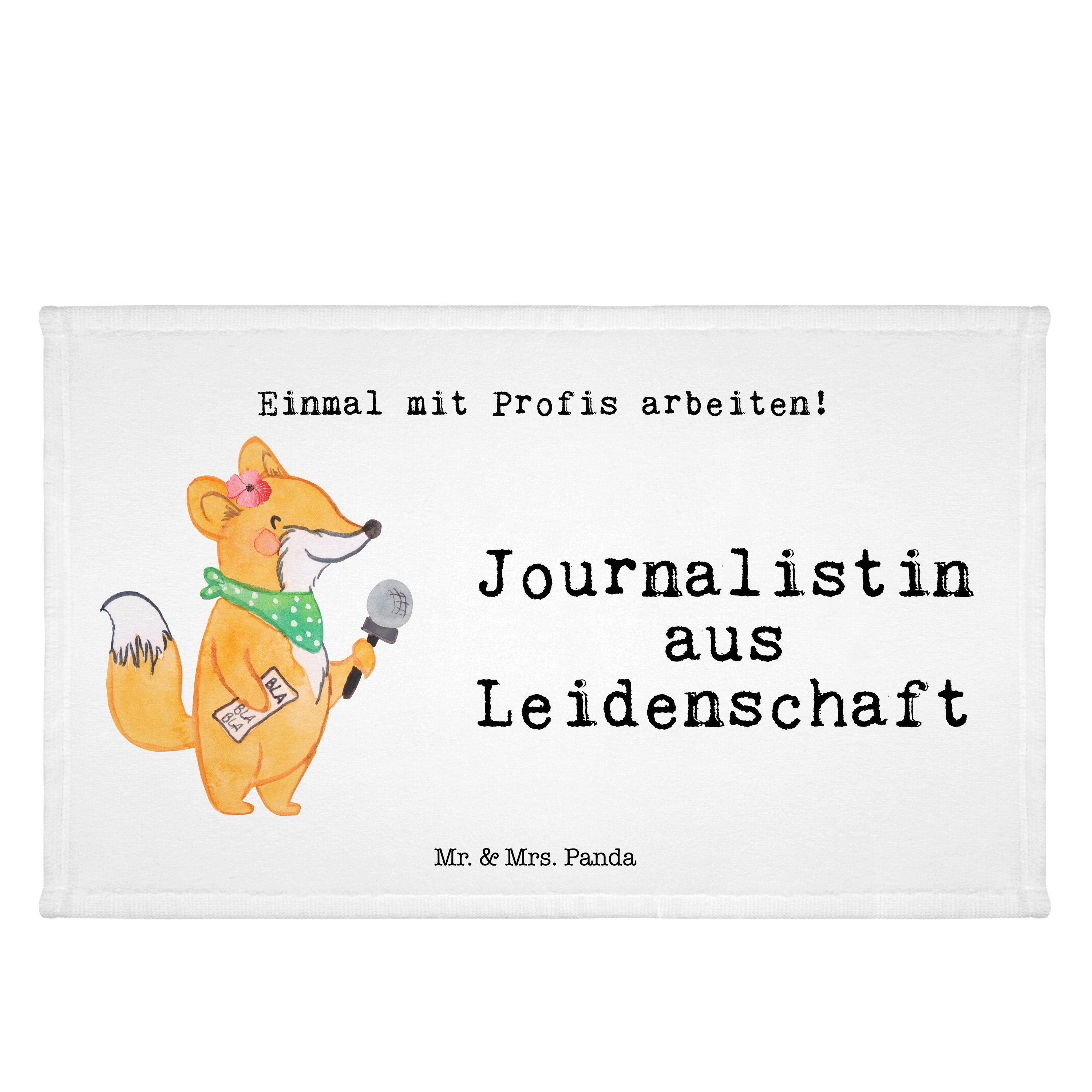 Mr. & Weiß Handtuch - (1-St) - Frottier, Geschenk, Journalistin Leidenschaft Panda Mrs. Gästetuch, aus