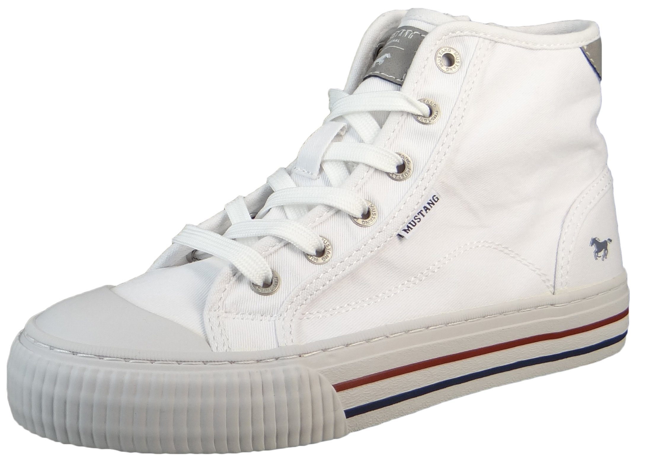 MUSTANG Damen Sneaker Aus Canvas – Weiß, EU 39, Mit Plateausohle
