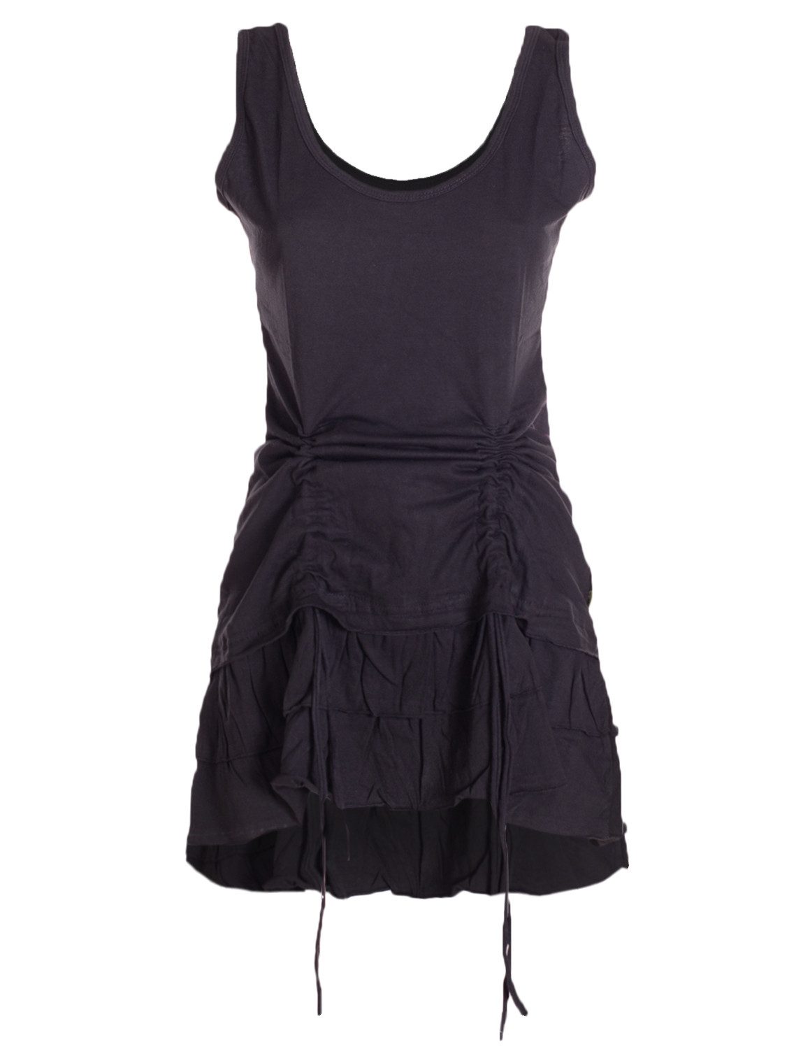 Vishes Minikleid Damen Baumwolle Trägerkleid Raffung Volant Verstellbar Boh günstig online kaufen