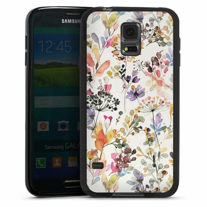DeinDesign Handyhülle Blume Muster Pastell Wild Grasses Samsung Galaxy S5 Silikon Hülle Bumper Case Handy Schutzhülle