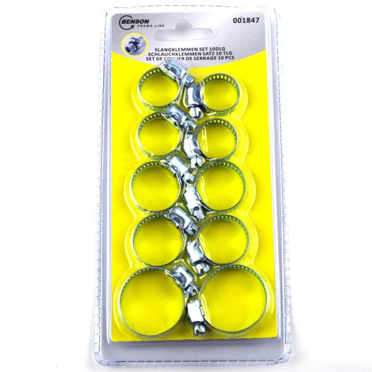 BENSON Dichtbandschelle 10-teiliges Rohrschellen Set Schlauchklemmen Rohrbinder Sortiment, Metall