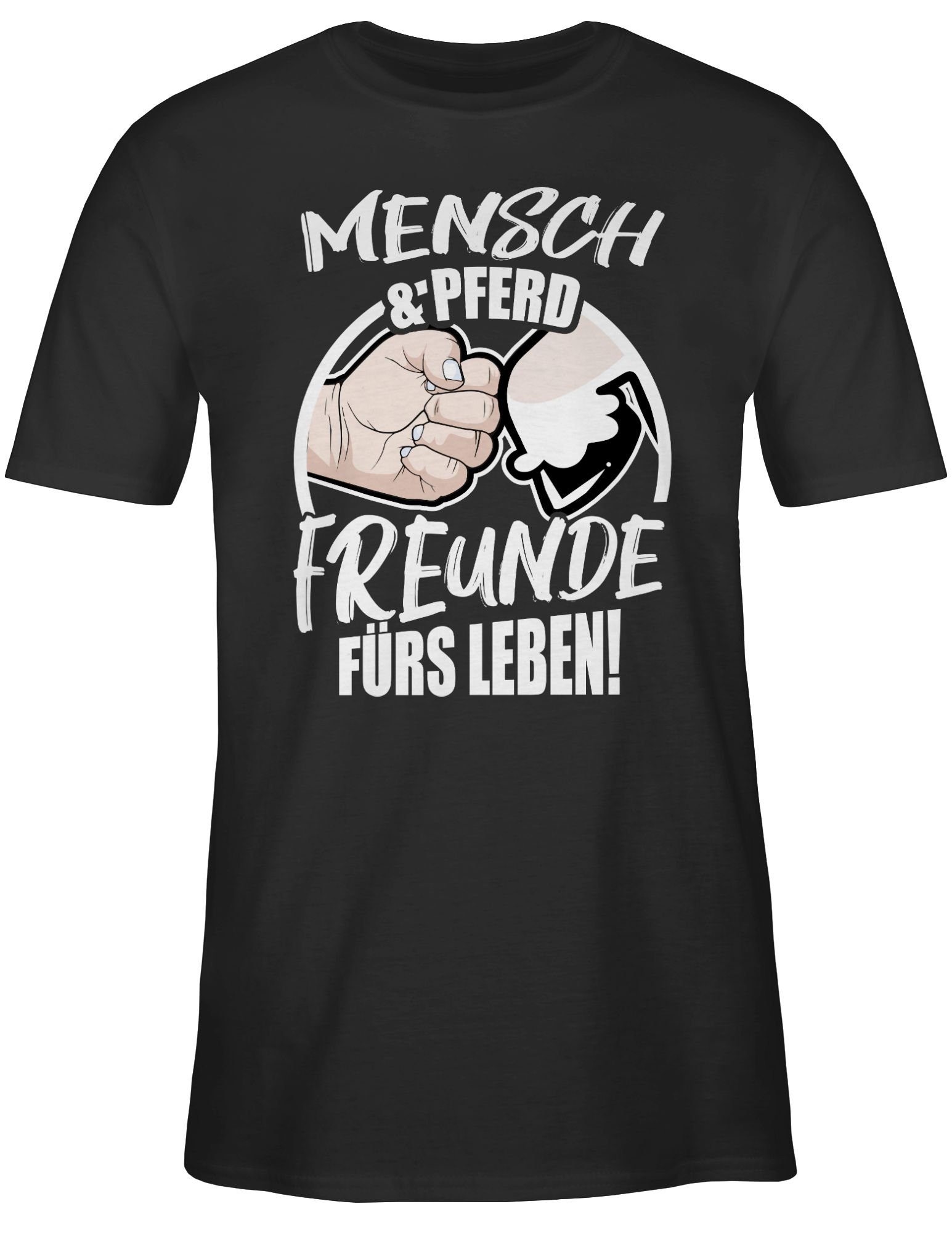 01 Leben! fürs Freunde Schwarz T-Shirt Mensch Pferd & Pferd Shirtracer