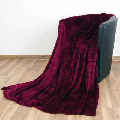 Wohndecke, Bestlivings, Kuscheldecke "Celina" - Aubergine - 60x80 cm (BxL) - hochwertige Flauschige Kuschel Decke in vielen Farben und Größen