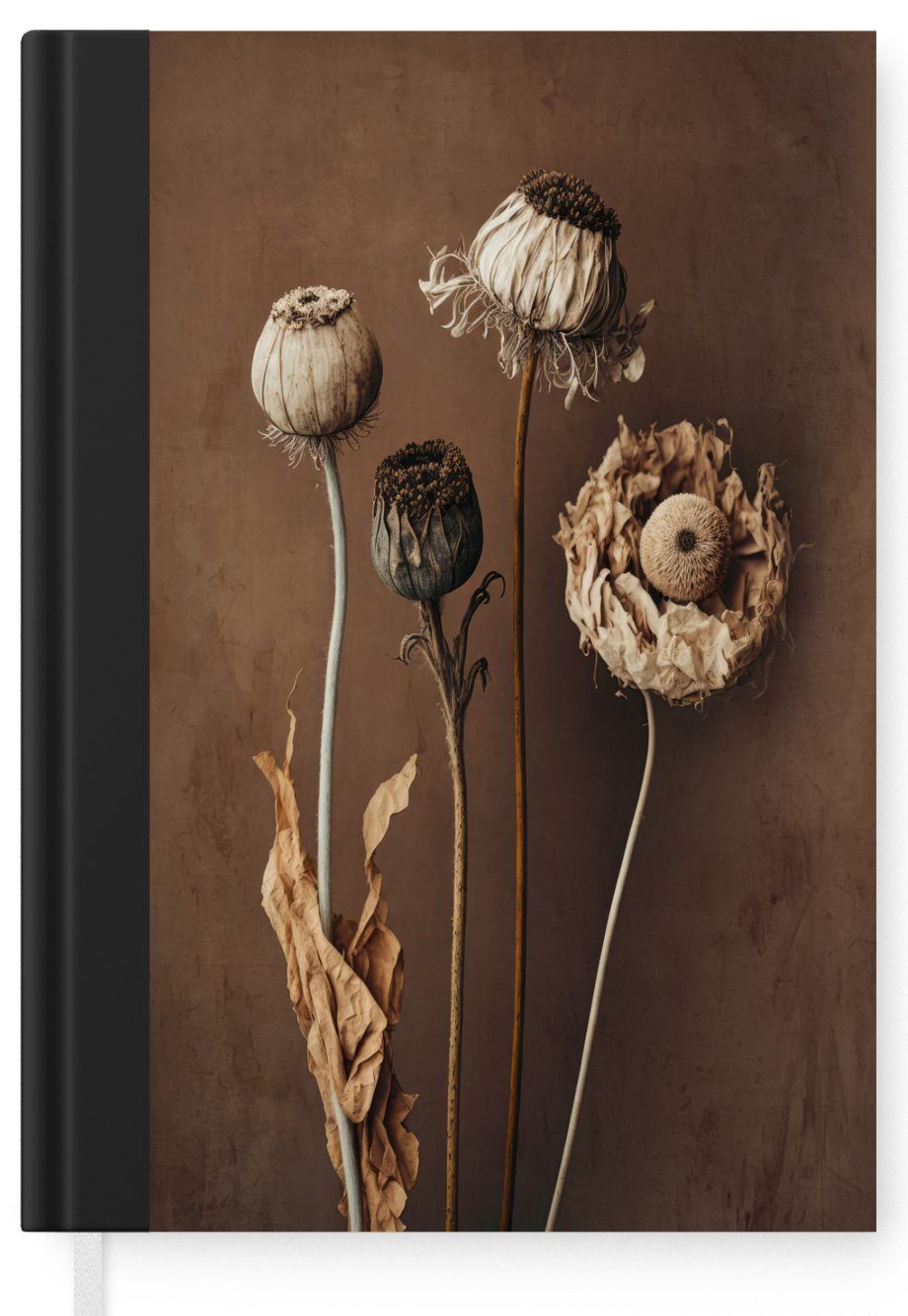 A5, - Blumen Tagebuch, MuchoWow Pflanzen Seiten, - Notizbuch Haushaltsbuch 98 Trockenblumen Journal, Notizheft, Merkzettel, - Braun,