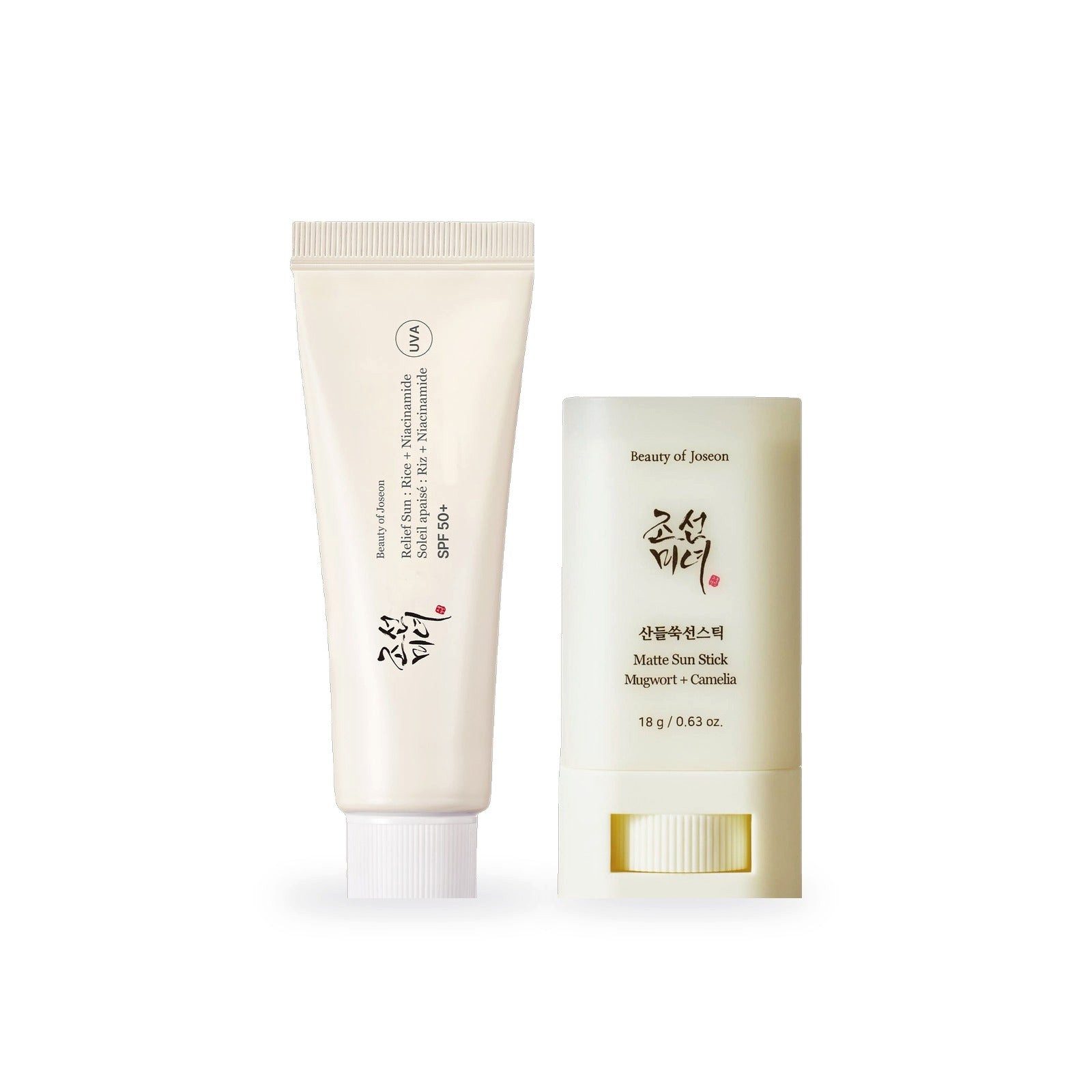 Beauty of Joseon Gesichtspflege-Set Sonnenschutz-Duo: Relief Sun LSF 50+ Creme + Matte Sun Stick LSF 50+, 2-tlg.