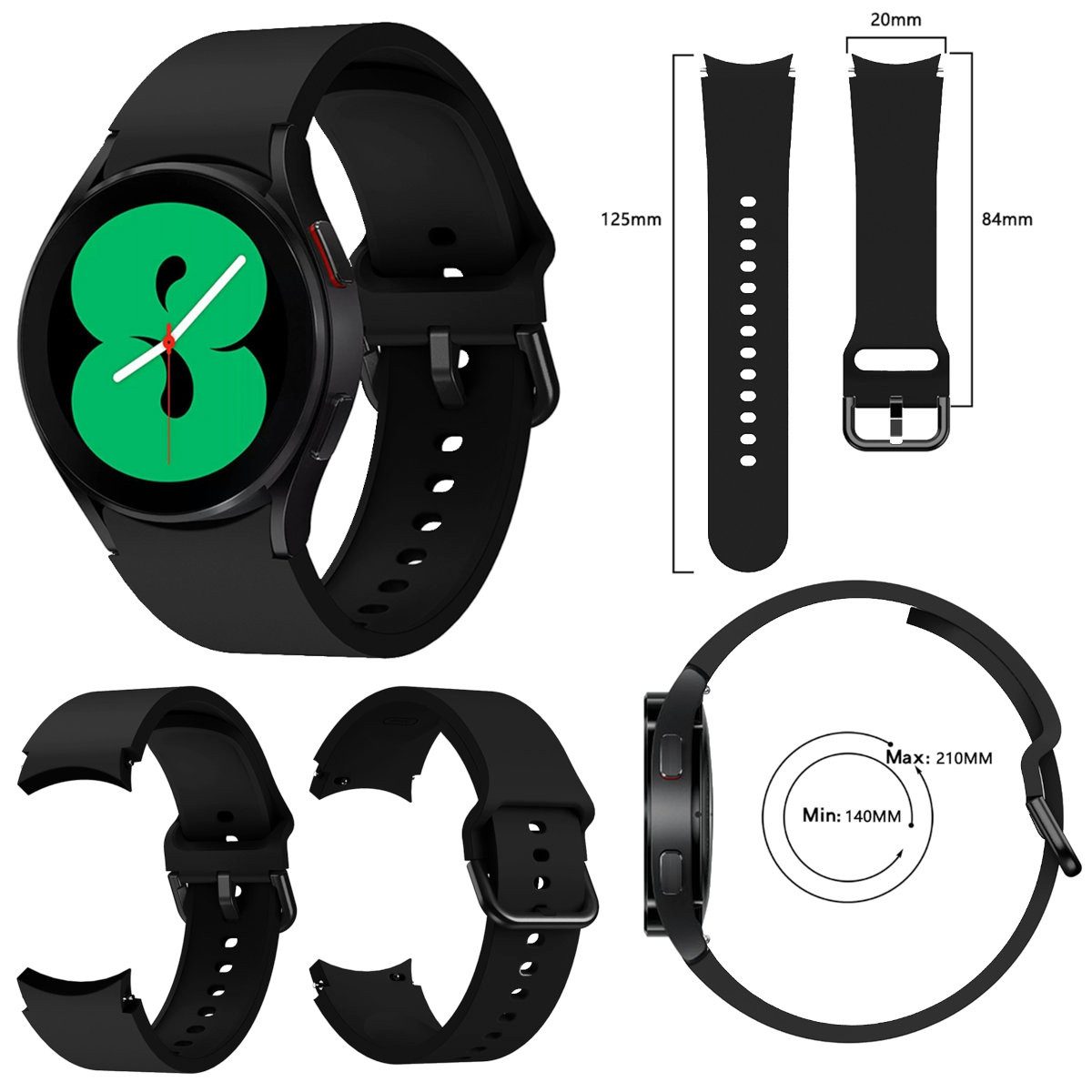 Wigento Smartwatch-Armband Für Samsung Galaxy Watch FE 6 5 4 Normal Pro Classic Kunststoff Band