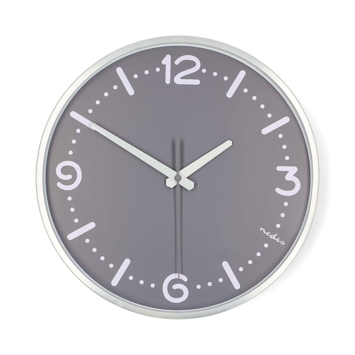 Nedis Wanduhr CLWA3226SS (Quarzwerk, geräuschloser Betrieb, große Ziffern, gut ablesbar)