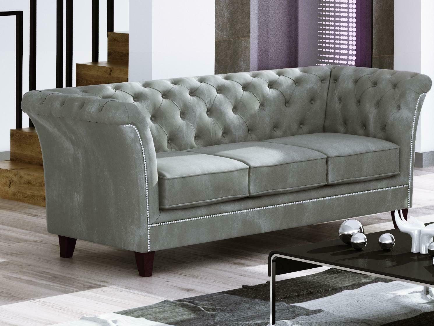 Couch in Made Europe Hellgrün Grüner Luxus Edel 3-Sitzer Möbel Chesterfield Sofa Neu, Dreisitzer JVmoebel