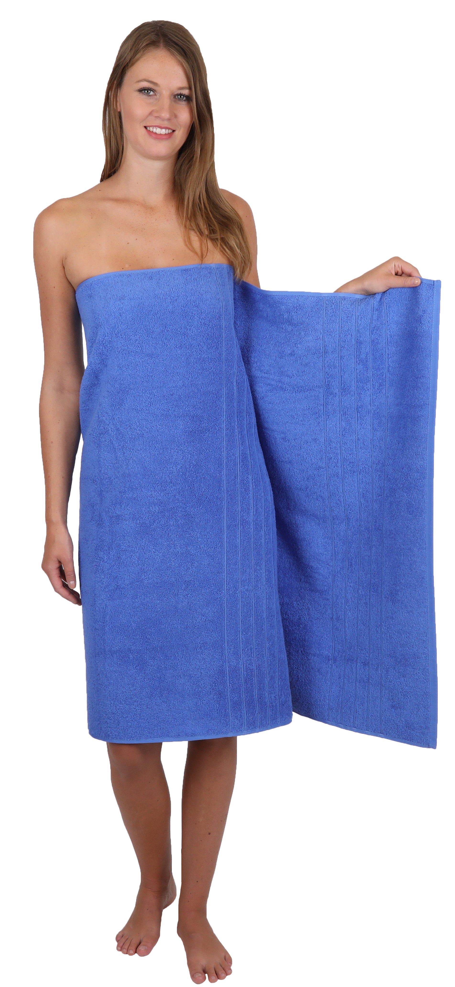2 Baumwolle, 8-TLG. blau, Farbe 2 Handtuch (8-tlg) 2 Pflaume Set Deluxe 100% Handtuch-Set Handtücher 100% Duschtücher Baumwolle Seiftücher Badetücher und Betz 2