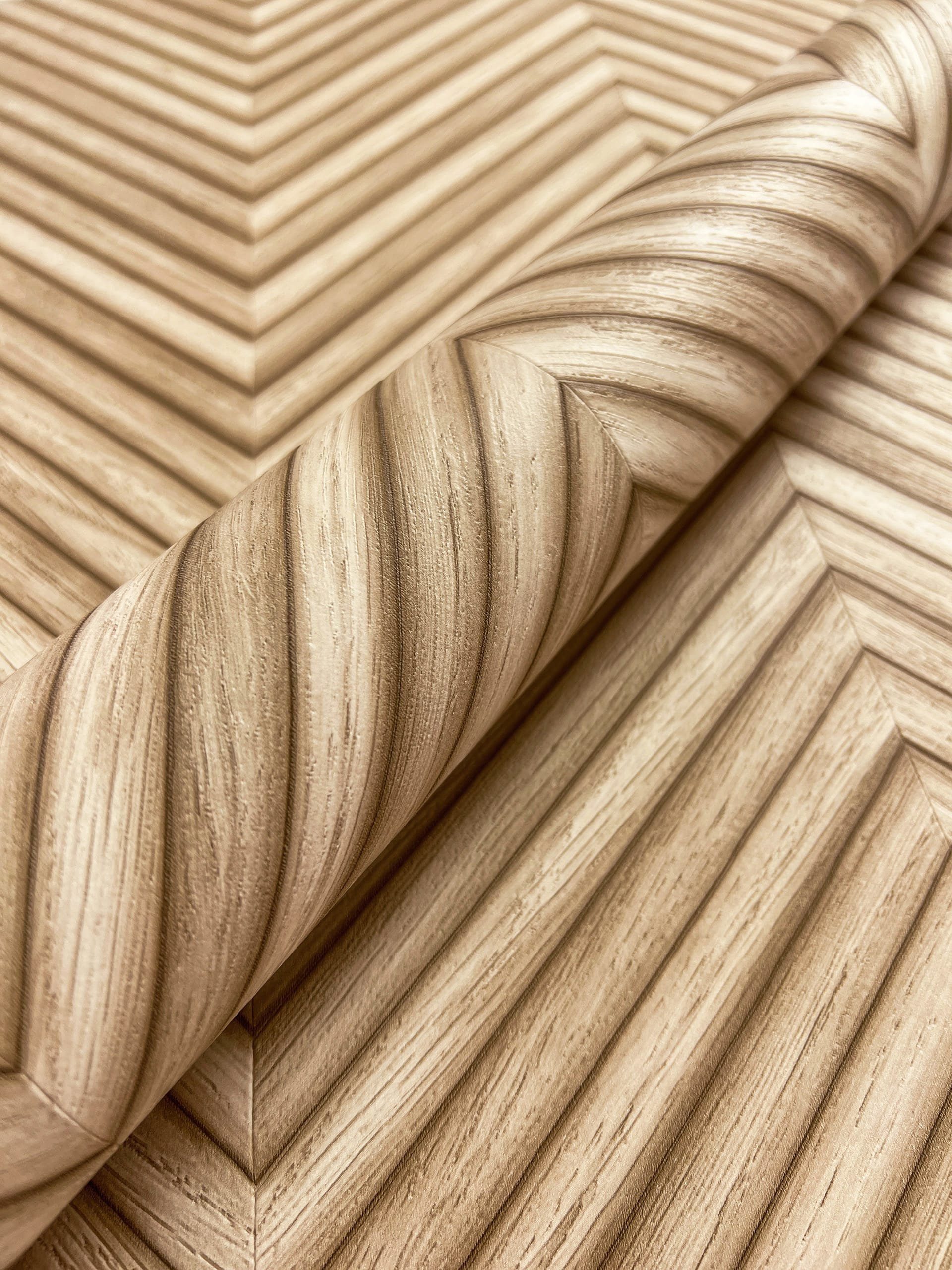 Newroom Vliestapete Yasha Beige Tapete Holztapete Holz,Paneele,Fischgräten, günstig online kaufen