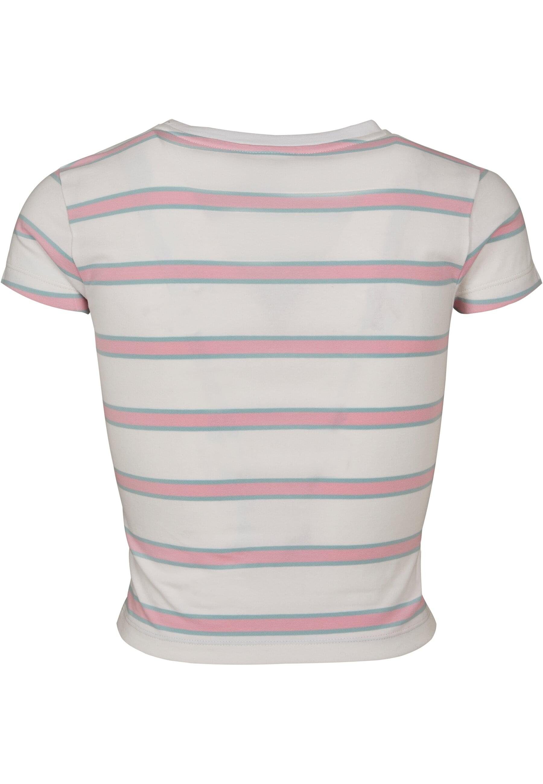 Cropped Stripe Tee Strandshirt Ladies CLASSICS white/girlypink URBAN (1-tlg) Damen