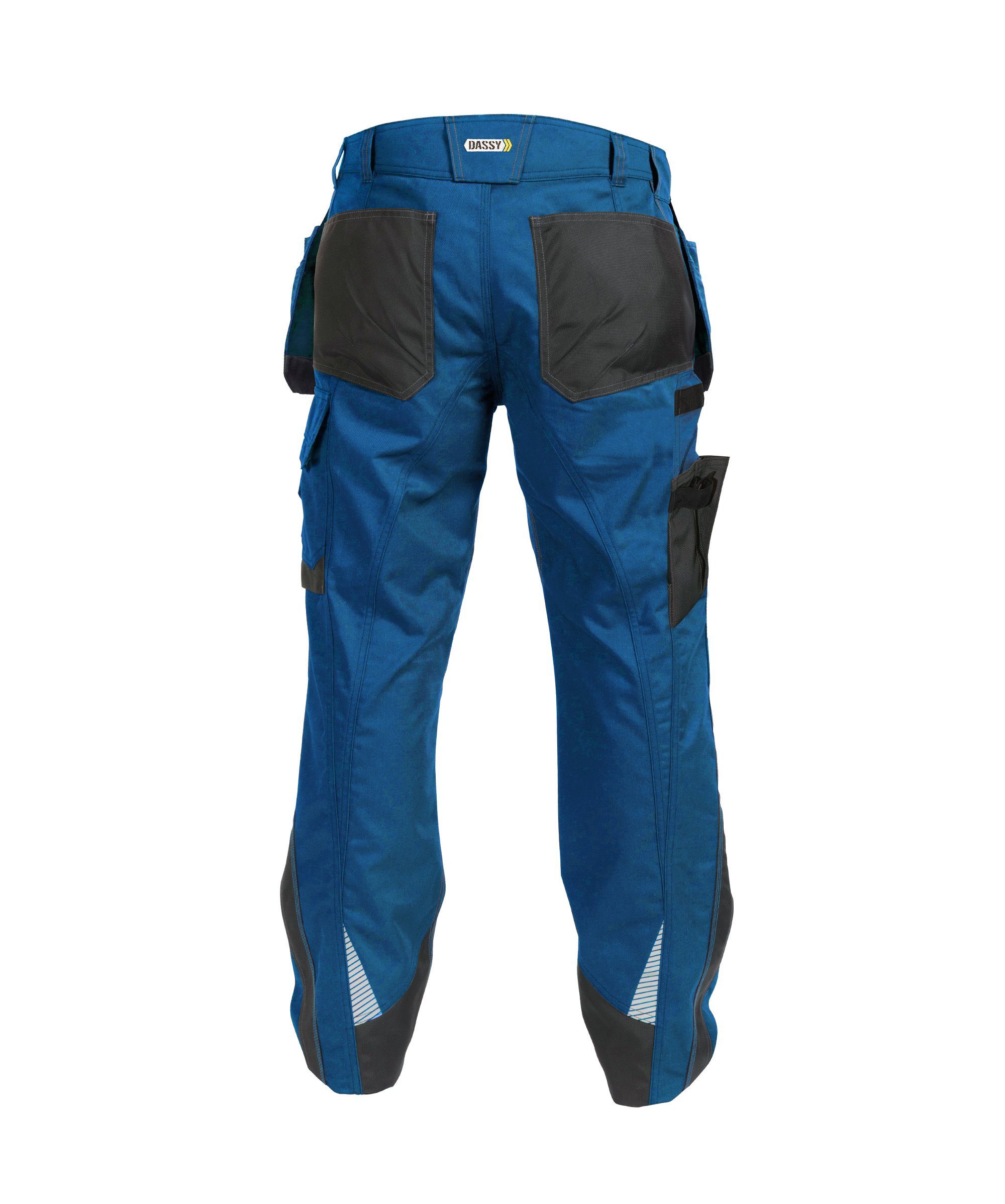 Dassy Arbeitshose Arbeitshose mit Holstertaschen azurblau/anthrazitgrau (1-tlg) Magnetic und Kniepolstertaschen