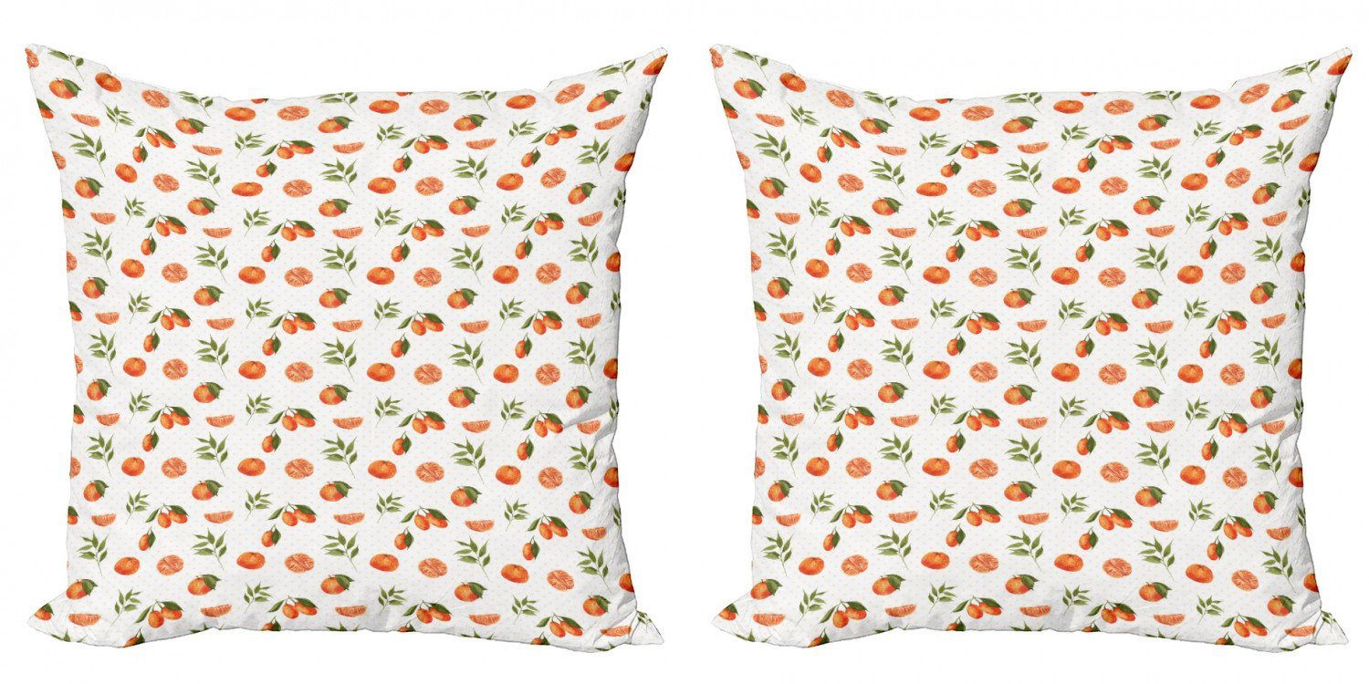 Modern Aquarell Abakuhaus orange Digitaldruck, (2 Früchte Burnt Stück), Doppelseitiger Kissenbezüge Accent