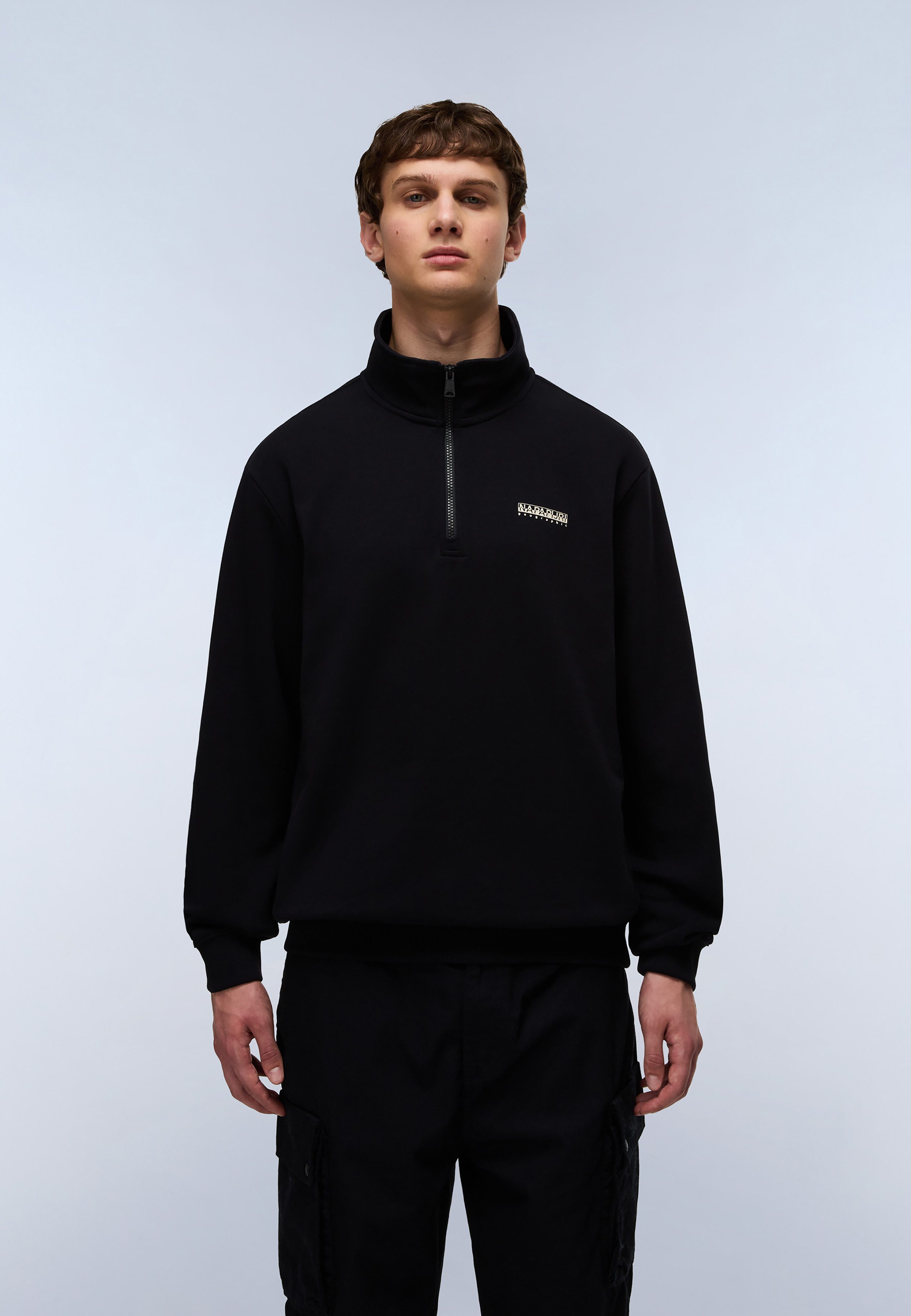 Napapijri Sweatshirt mit Stehkragen, unifarben, aus Baumwolle, auch in großen Größen