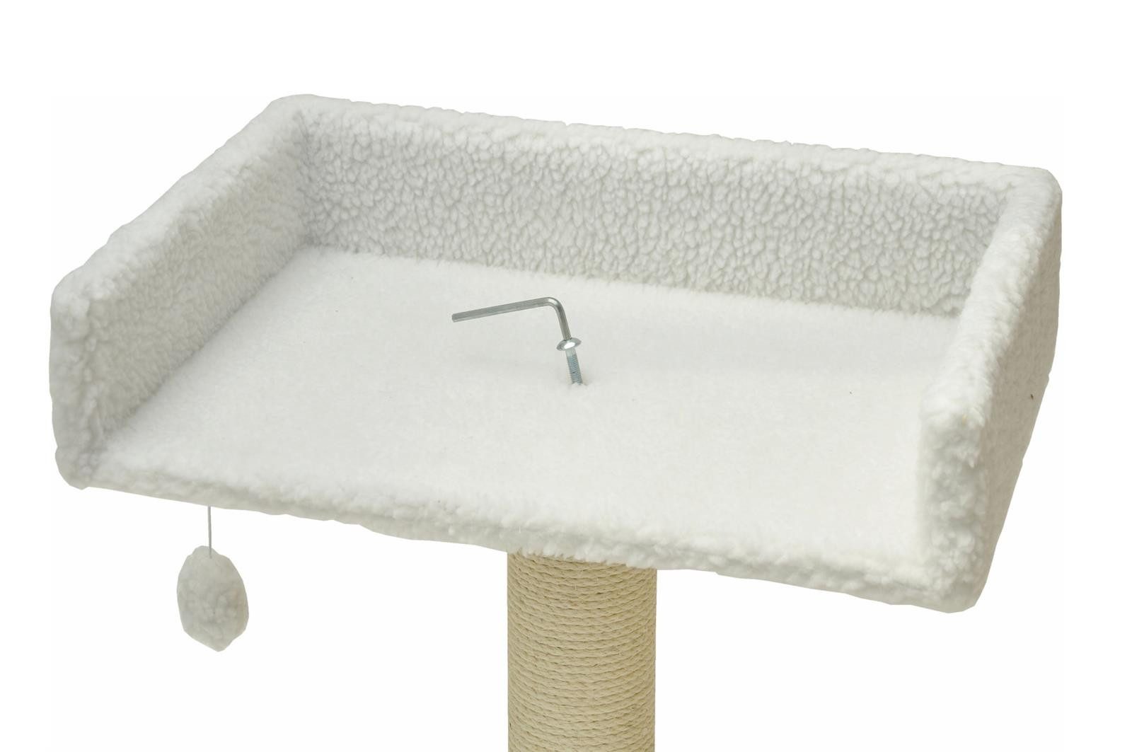 nanook Ersatz-Kratzbaumstamm Liegemulde mit Kissen weiß Teddyfell 60 cm