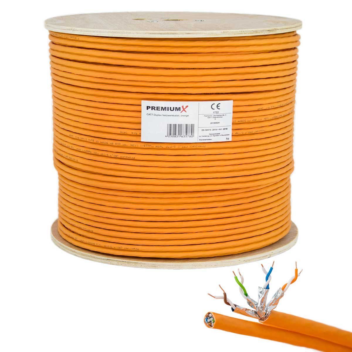 PremiumX 100m CAT 7 Netzwerkkabel Duplex LAN Kabel Ethernet Datenkabel Computer-Kabel