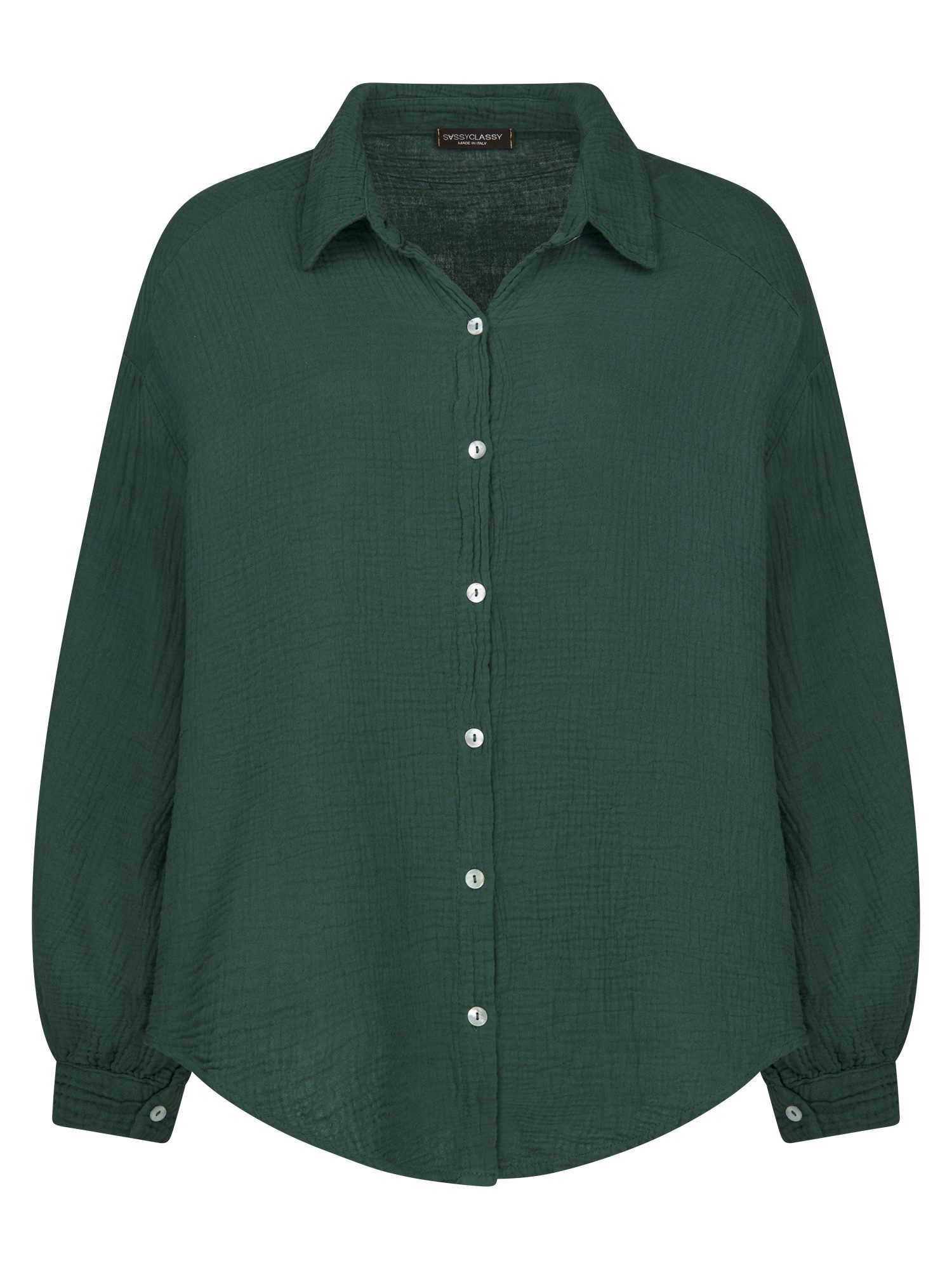 SASSYCLASSY Longbluse Oversize Musselin Bluse Damen kurz Langarm Elegant He günstig online kaufen