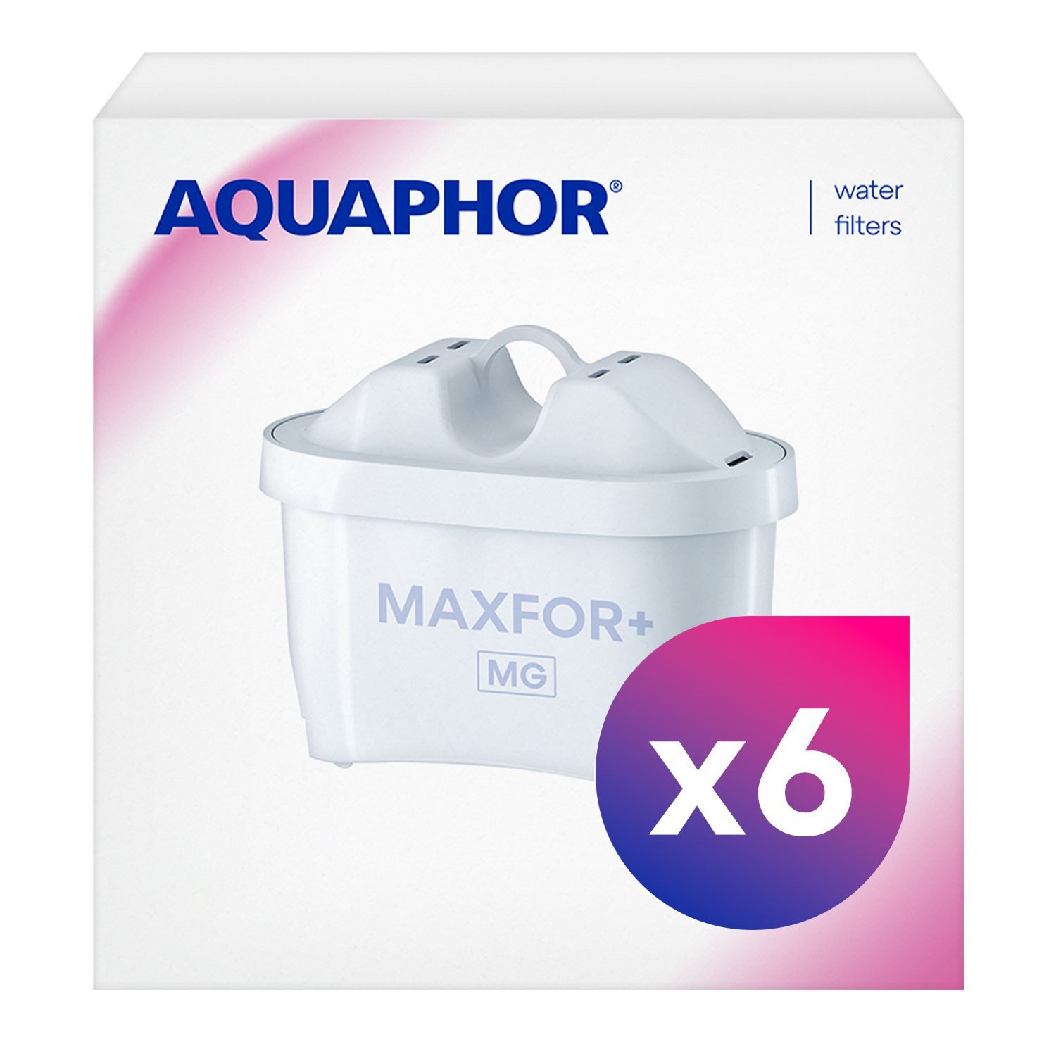 AQUAPHOR Kalk- und Wasserfilter MAXFOR+ mit Magnesium, Pack 6 - gegen Kalk, Chlor & weitere Stoffe, Zubehör für AQUAPHOR Modellen Onyx und Jasper als auch Amethyst sowie mit vielen weiteren Tischwasserfiltern anderer Hersteller, AQUALEN Technologie. Bis zum 200 L. Kapazität., BPA frei