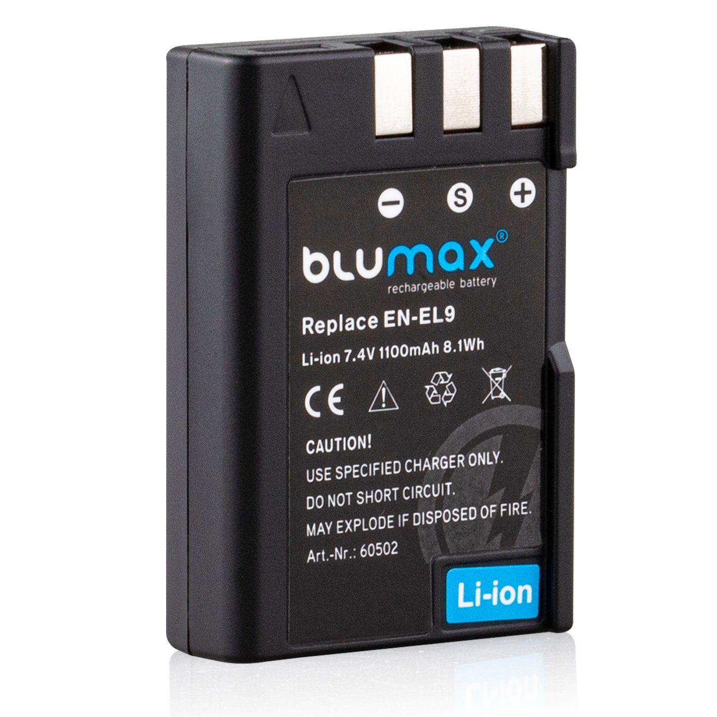 Blumax 2x Akku Kamera-Akku mAh für passend EN-EL9 1100 (7,4V) Nikon