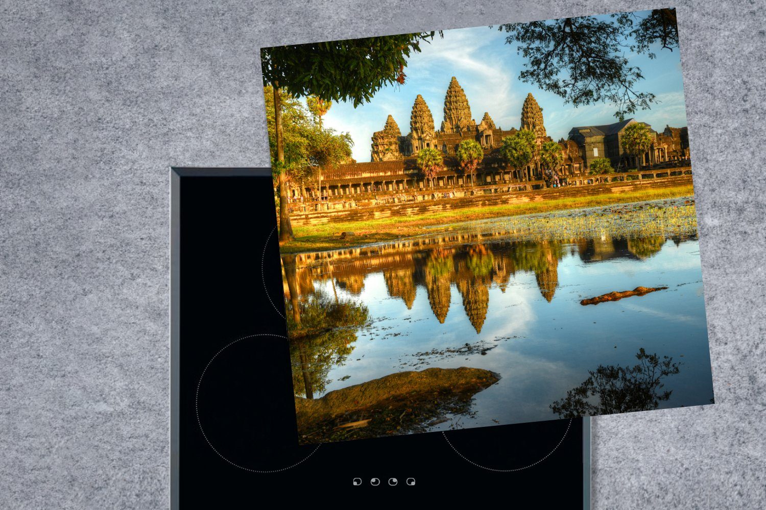 MuchoWow Herdblende-/Abdeckplatte Vinyl, Ceranfeldabdeckung, cm, Außenansicht Arbeitsplatte für Angkor küche (1 Wat, von tlg), 78x78