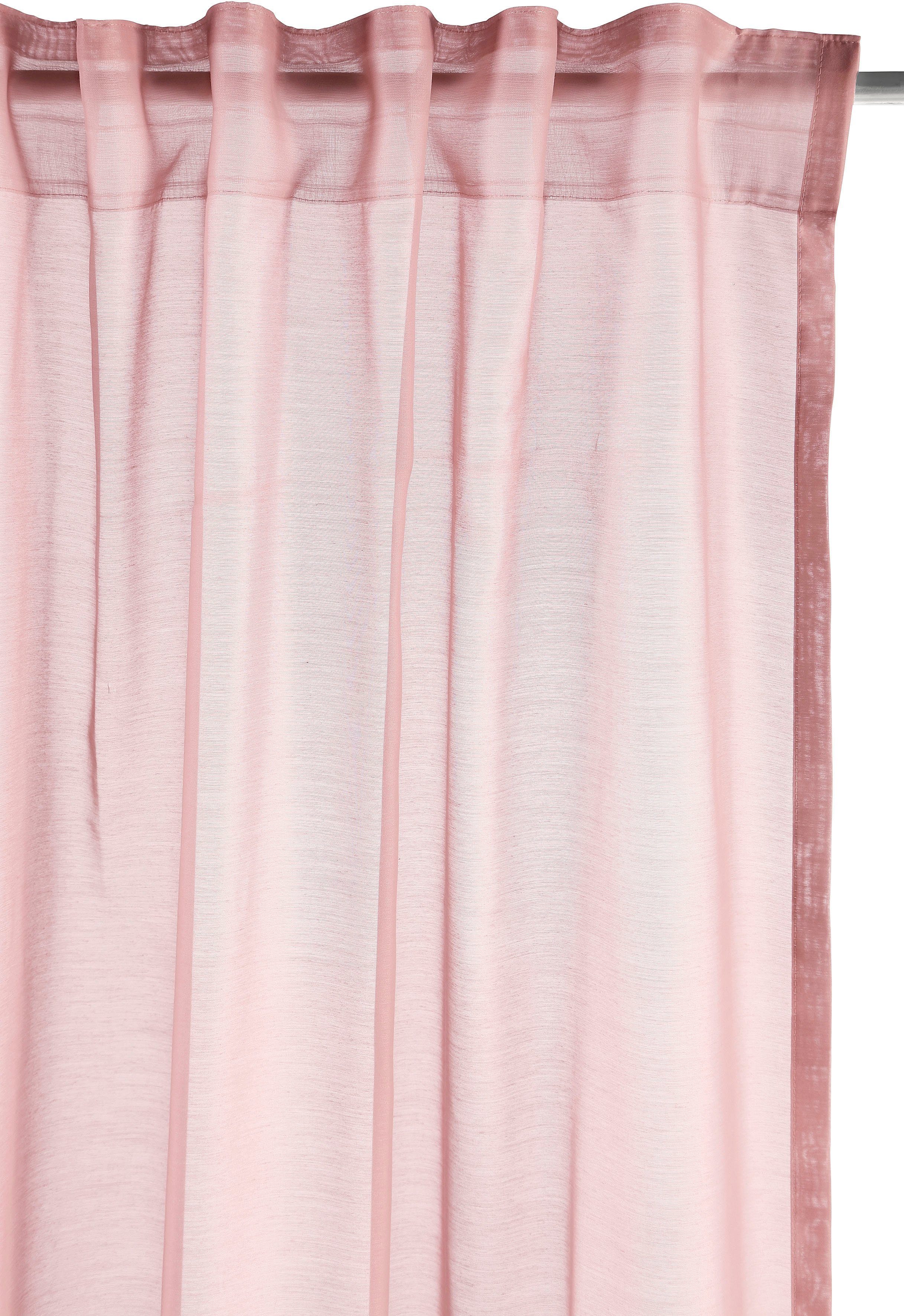 Gardine Größen Leonique, transparent, transparent (1 Multifunktionsband Polyester, rosé Batist, verschiedene St),