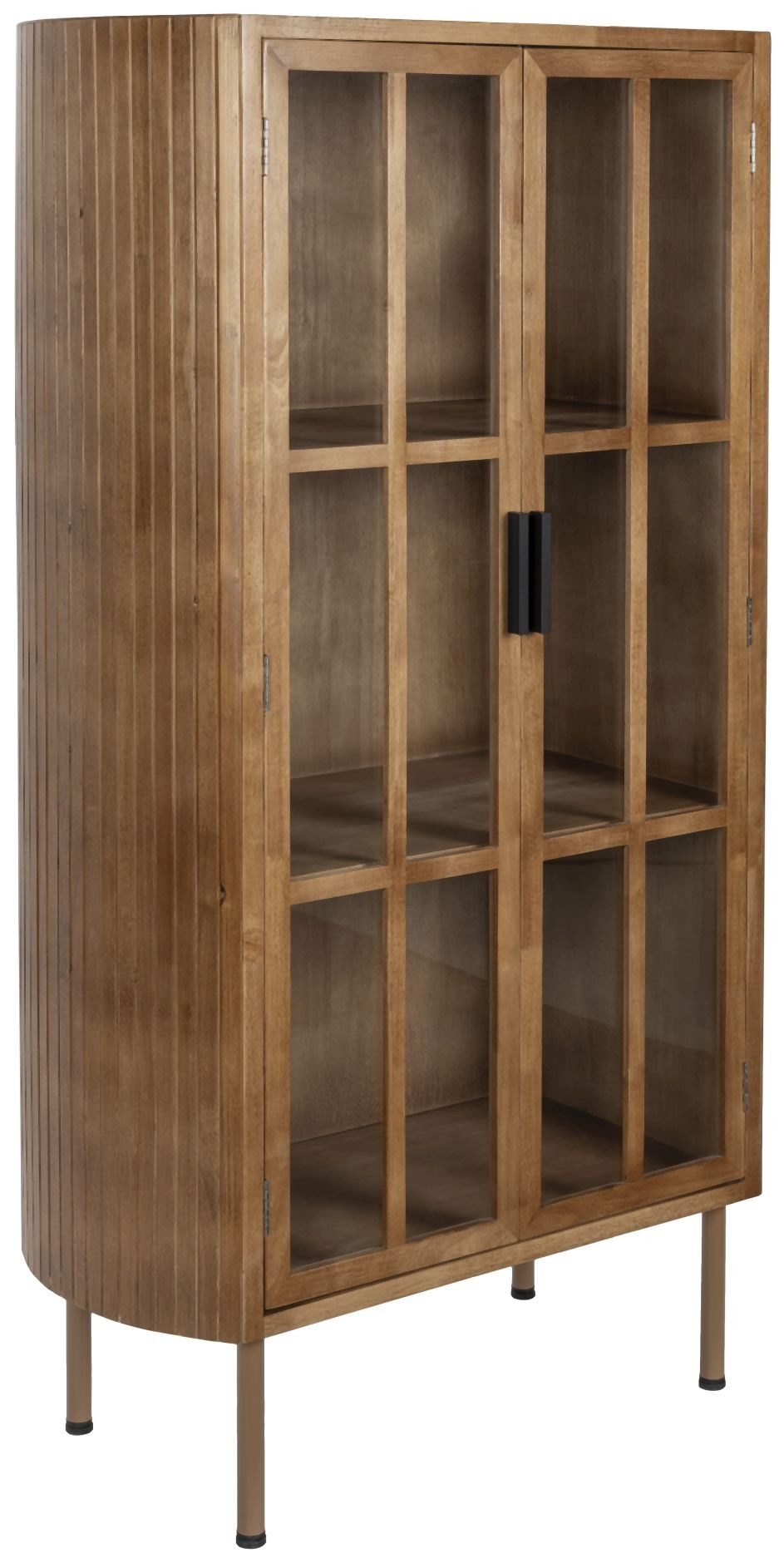 Trendmöbel24 Vitrine Vitrine Schrank YAZ aus Gummibaumholz im Vintage Style