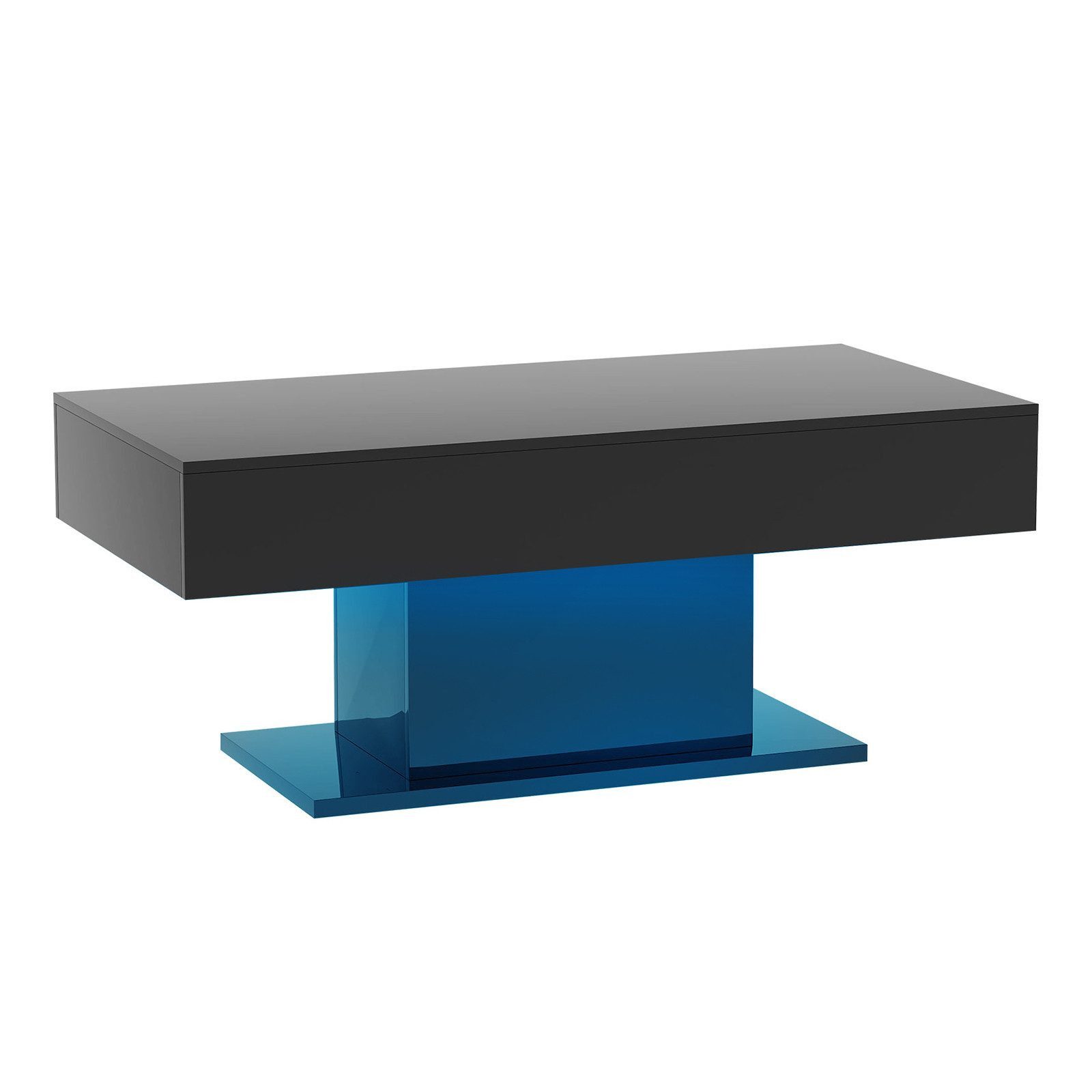 radelldar Couchtisch Wohnzimmertisch Hochglanz mit LED-Beleuchtung, Moderner Stil (1-St), Maße 110x55x50 cm, USB-Betrieb