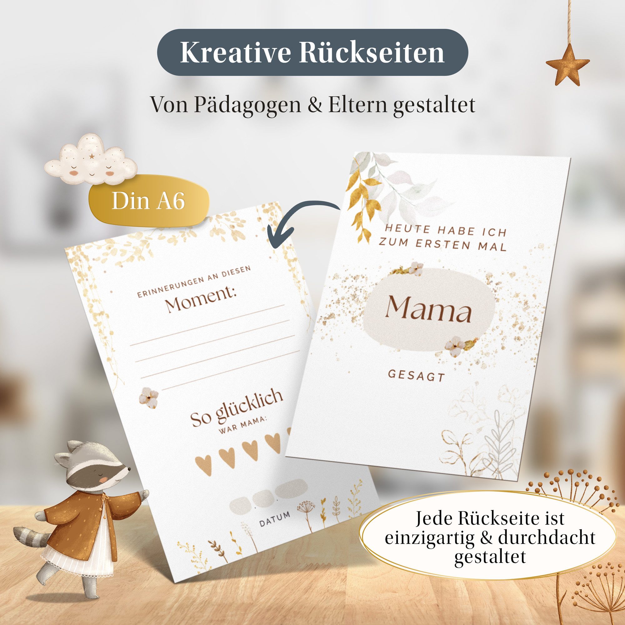 Eulentaler Geschenkkarte I 48 Meilensteinkarten I Mein 1. Jahr I, Von Pädagogen gestaltet I Mit handgemalte Illustrationen