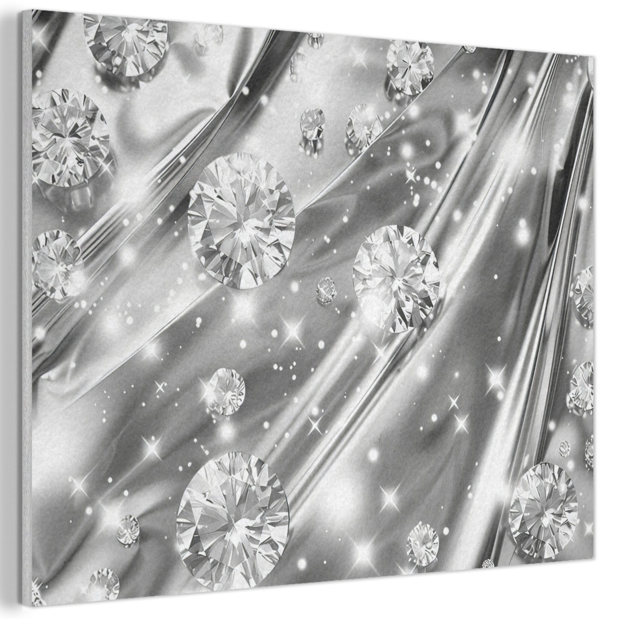 MuchoWow Картина Abstrakt - Diamant - Luxus - Modern - Silber, Fotodruck (1 St), Akustikpaneele PET-Filz, Akustikbild, Schalldämmung, Deko 40x30 cm