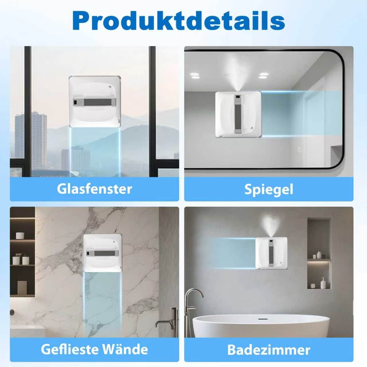 Grenintol Fensterputzroboter 4/6/8 Stück Reinigungspad Ersatz Wischtücher Zubehör für INSE WA9 Pro, (4-St) Saugstarke 100% Mikrofaser – für streifenfreie Fenste – Bild 5 von 5