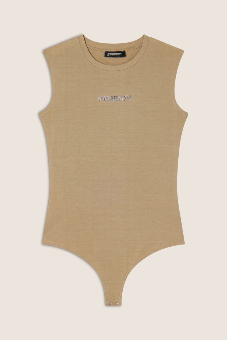 Freddy Body Ärmelloser Body aus Stretch-Jersey Verschluss am Saum mit Druckknöpfen für täglichen Komfort