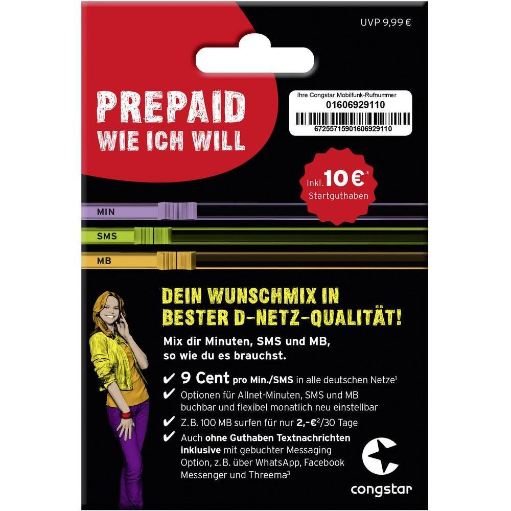Congstar Prepaid Wie Ich Will 2 Generation Congstar Prepaid "wie ich will" Sim-Karte Prepaidkarte, Datenturbo