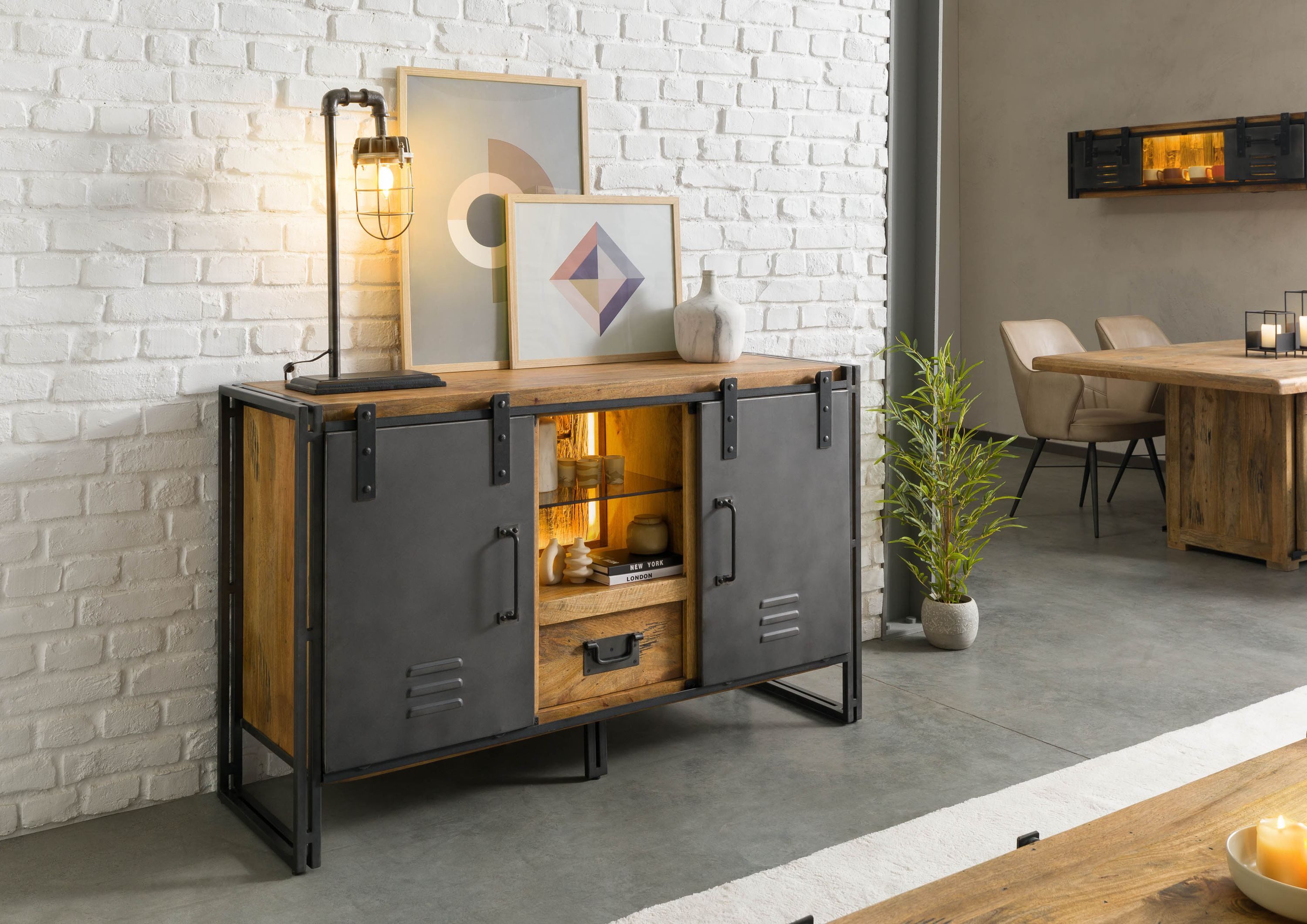 Massivmoebel24 Sideboard BLACKBURN LUX (Massivholz)