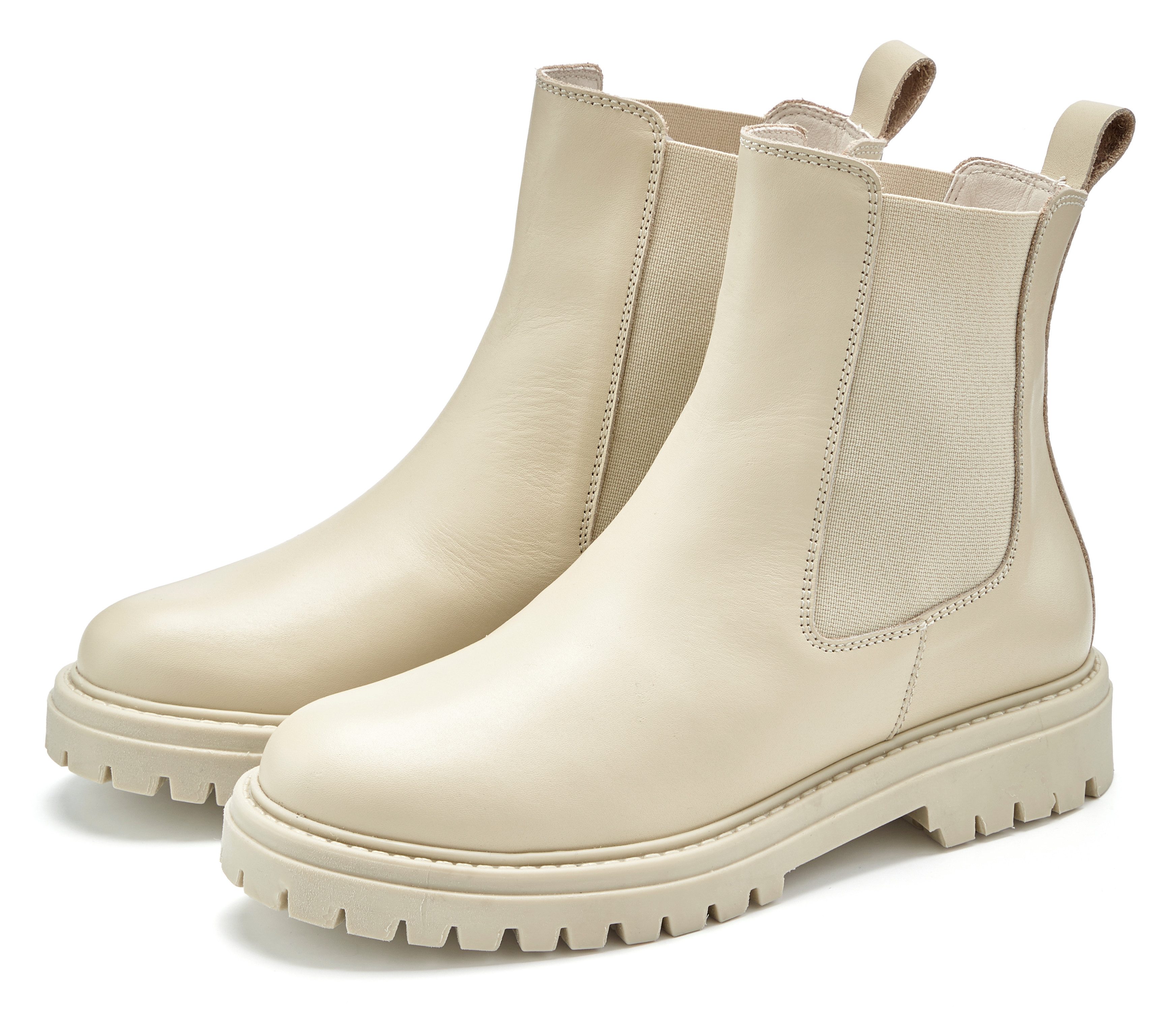 Elbsand Chelseaboots, Schlupfstiefel, Lederstiefelette, Herbststiefelette Stiefelette NEU Bikerboots aus Leder mit Stretch-Einsätzen & leichter Profilsohle