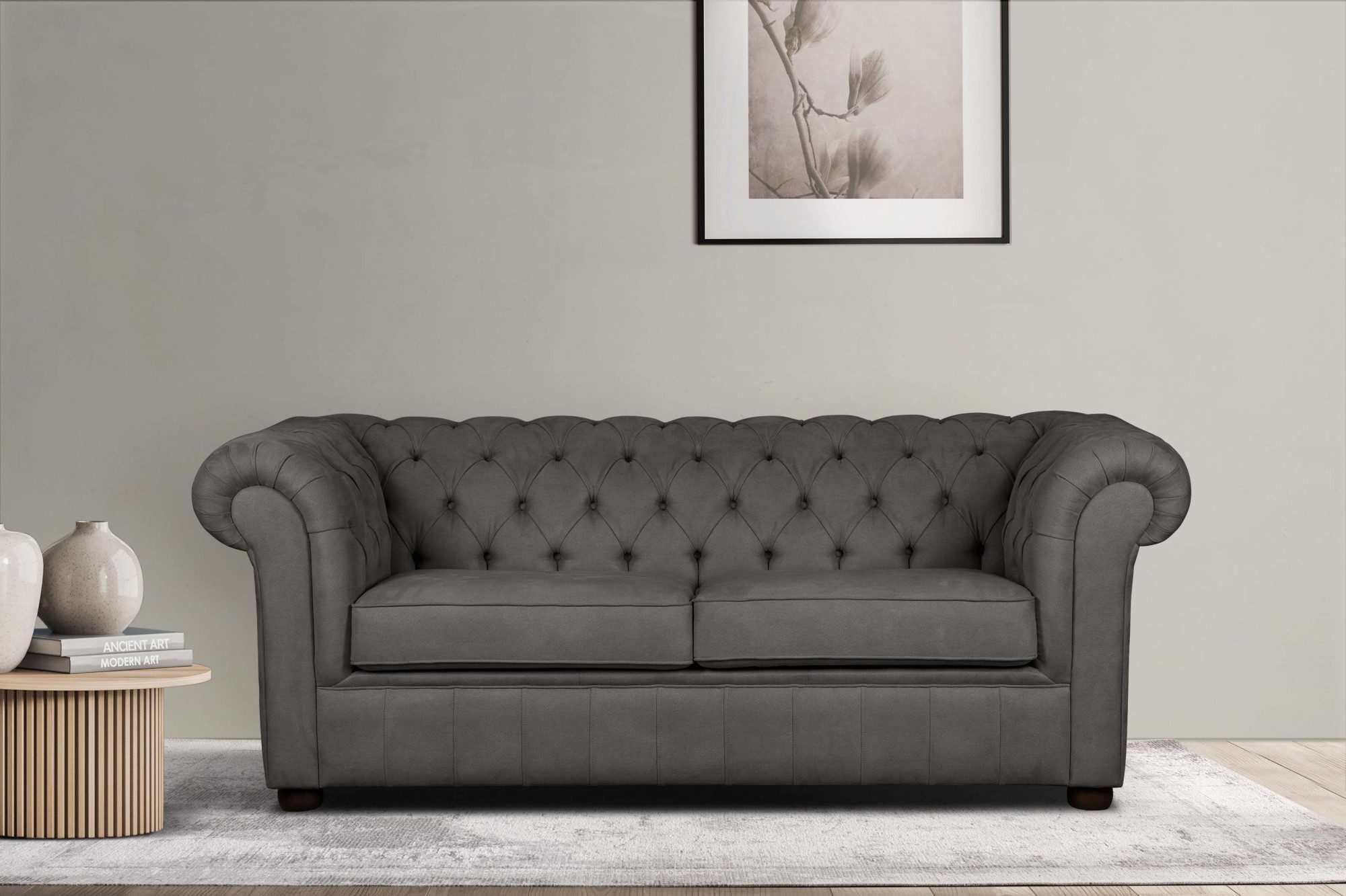 Home affaire 3-Sitzer CHARENTE, optionale Schlafsofa, Chesterfield-Sofa, Bettfunktion, mit edler Knopfheftung und typischen Armlehnen, B/T/H 198/89/74 cm