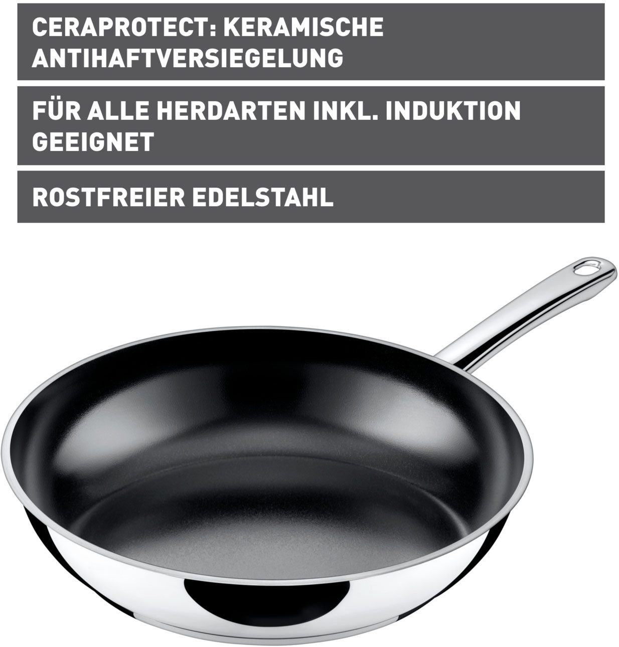 Silit Bratpfanne Talis, induktionsgeeignete Pfanne, Cromargan® Edelstahl Rostfrei 18/10 (1-tlg), mit keramischer Beschichtung, für alle Herdarten geeignet