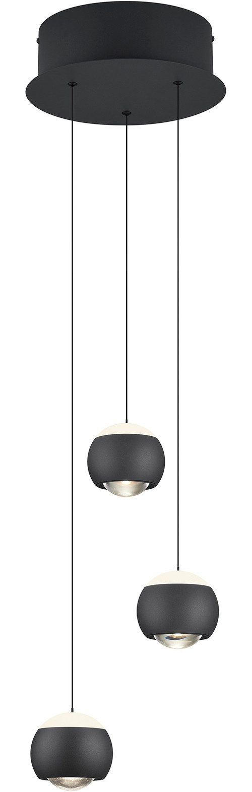 Musterring LED Pendelleuchte CANNON, 3-flammige LED Hängelampe 5W 500Lumen 2300-4000K CCT, CCT - über Fernbedienung, Dimmfunktion, Memoryfunktion, Nachtlichtfunktion, LED fest integriert, Farbwechsler, warmweiß - kaltweiß, mit Fernbedienung, stufenlos höhenverstellbar max 195cm dimmbar Memory