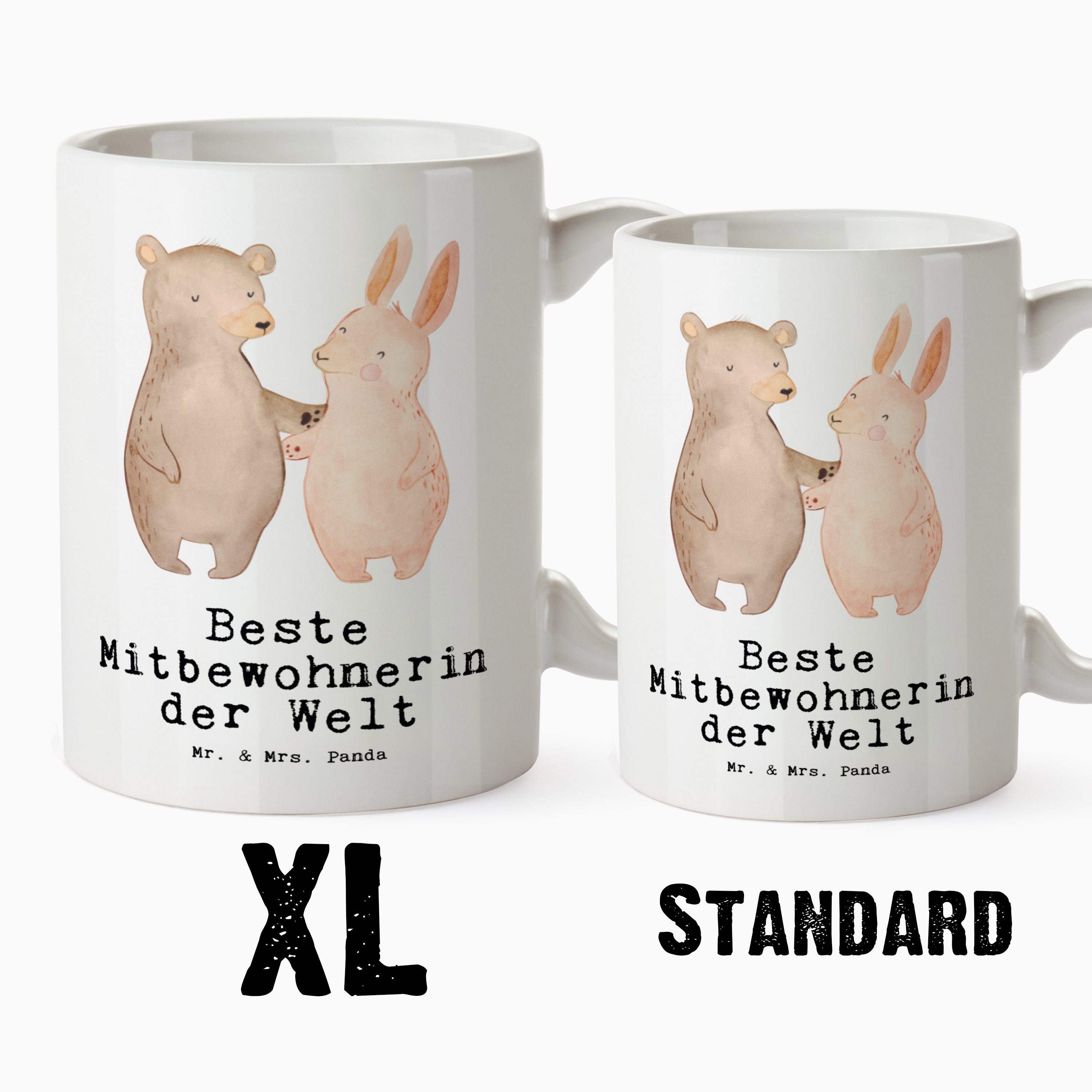 Geschenk, - XL Mitbewohnerin Mr. Mrs. Tasse Stubenkameradin, Keramik Tasse Panda & - Beste Weiß Welt der Hase