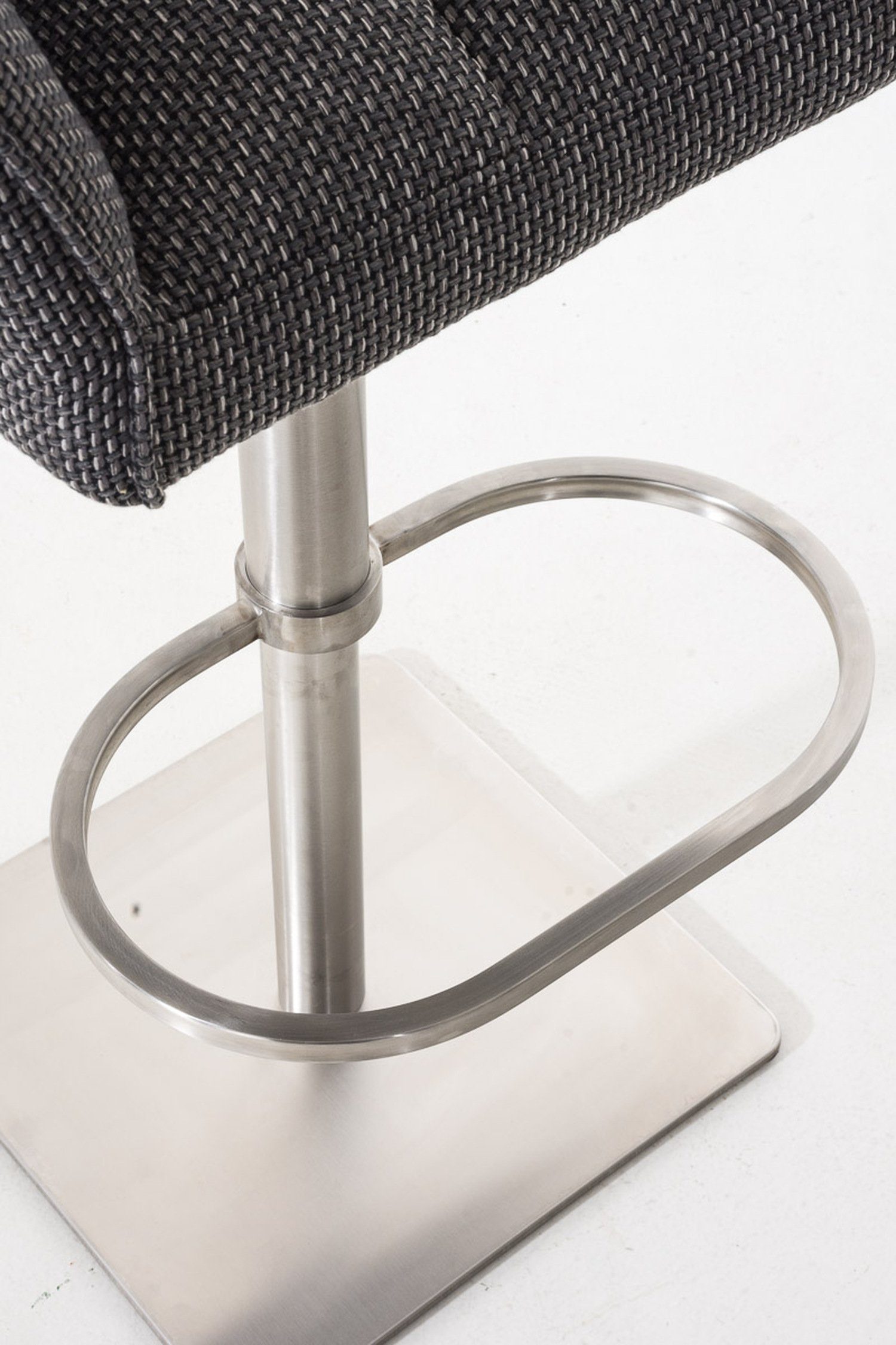 Titangrau Hocker TPFLiving Küche), drehbar Edelstahl Fußstütze Stoff Barhocker und - für (mit & 360° - Damaso Gestell Rückenlehne Theke - Sitzfläche: