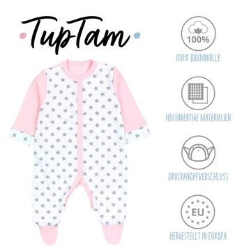 TupTam Strampler Baby Mädchen Schlafstrampler Strampler mit Fuß Schlafanzug 3er Pack (3-tlg)