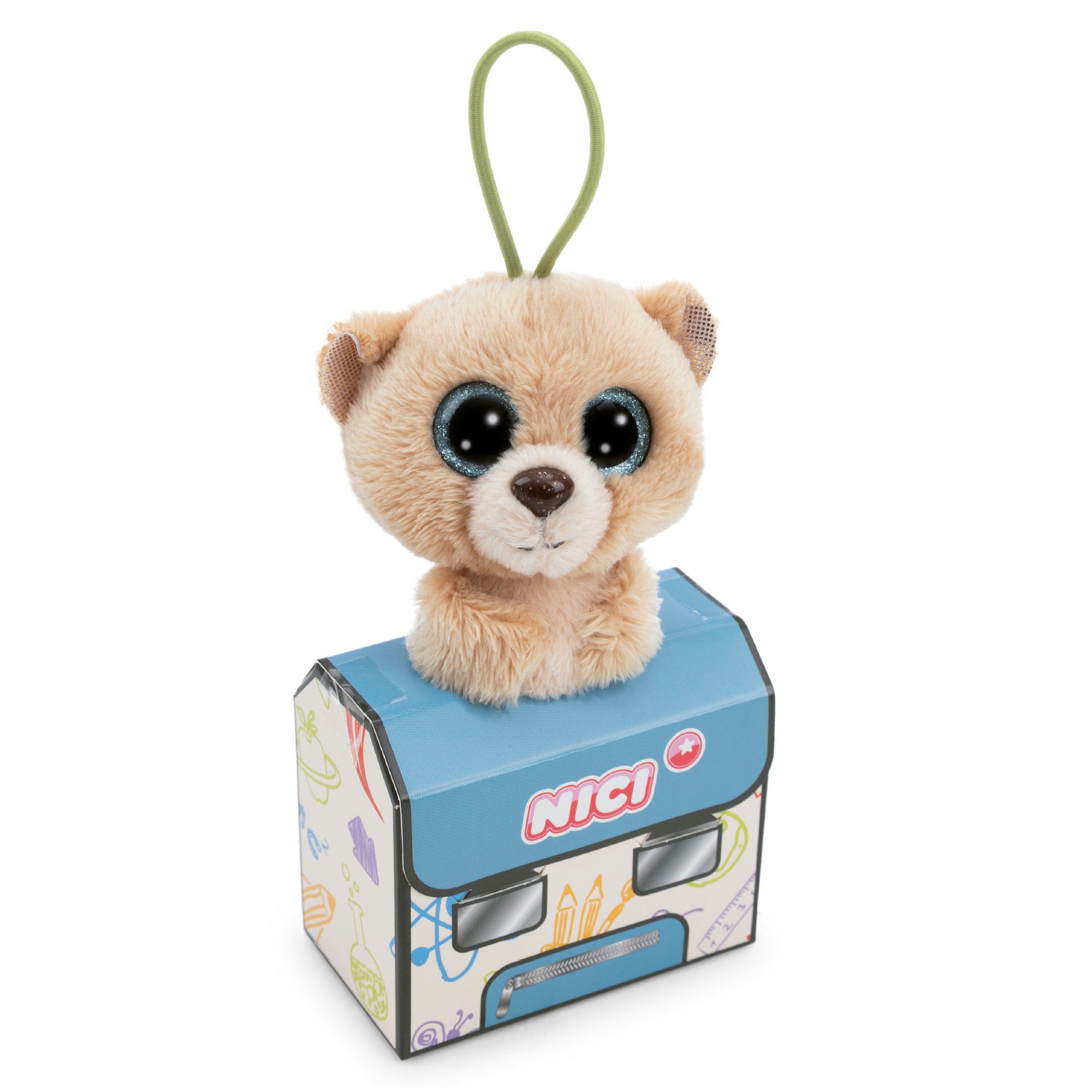 Nici Schultüte Glubschis Kuscheltier Anhänger 9 cm Bär Bonno Schlüsselanhänger, als Back to School Geschenk, mit großen Glitzeraugen im Schulranzen