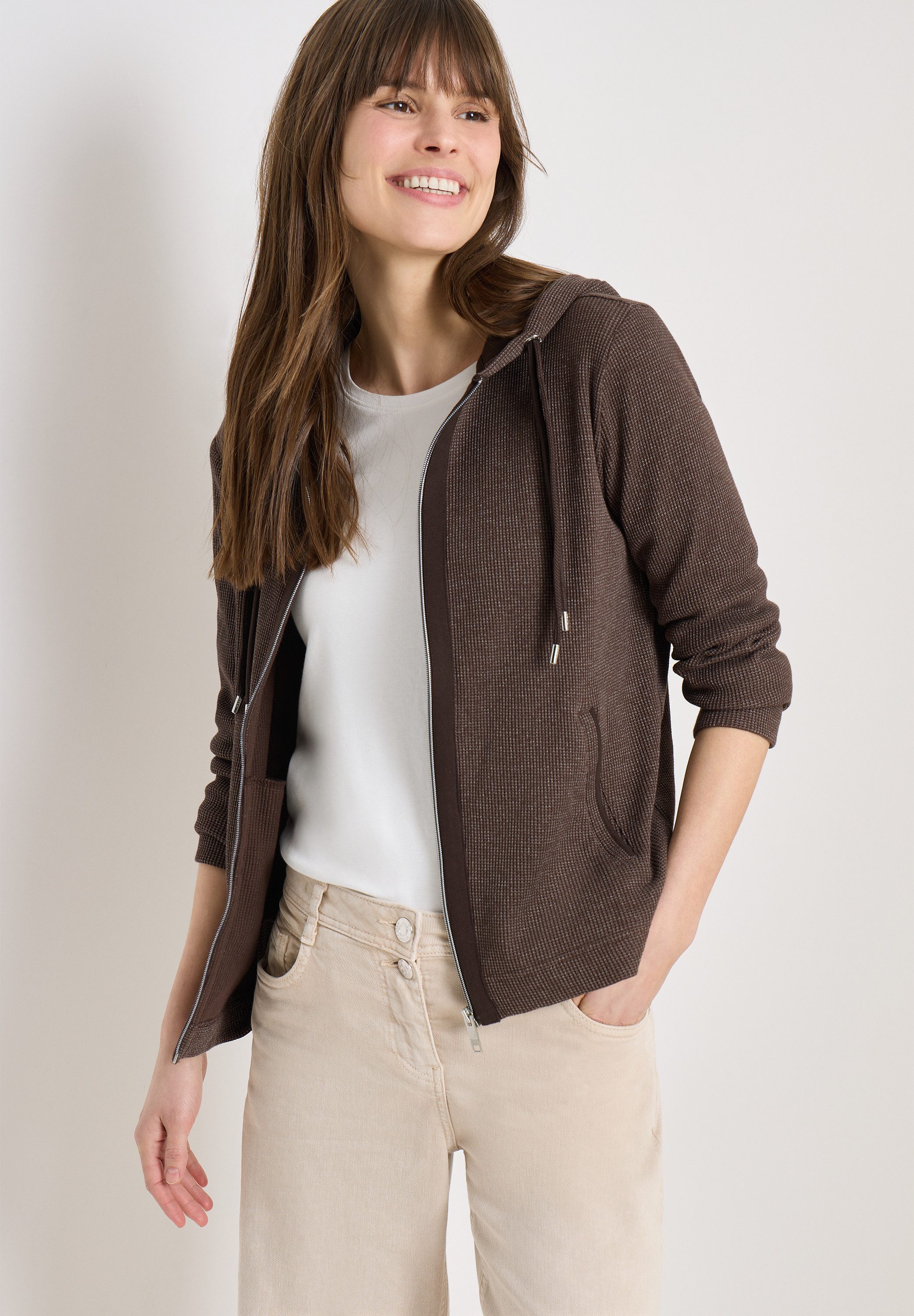 CECIL Kapuzensweatjacke mit Kapuze und Taschen