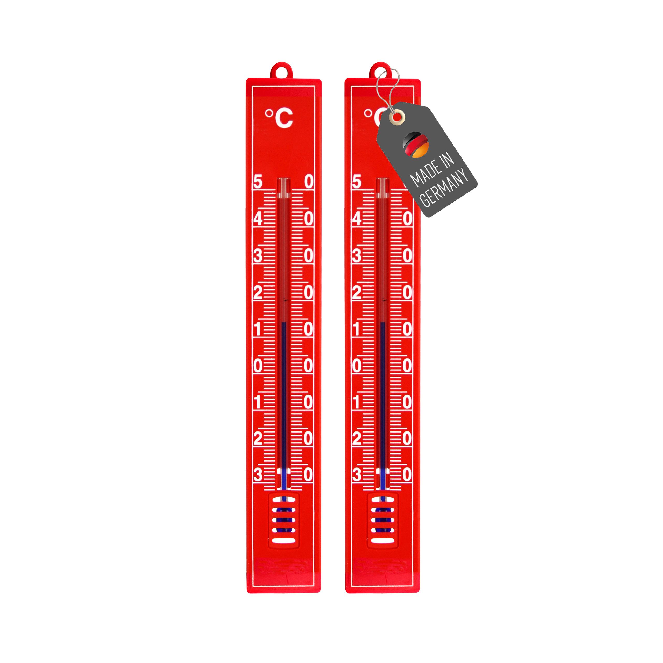 Lantelme Raumthermometer 2 Stück Analoges Thermometer Set 17cm Innen Außenthermometer, 2-tlg., Gartenthermometer, Deutsche Herstellung, Temperatur -30 bis 50°C, Farbwahl